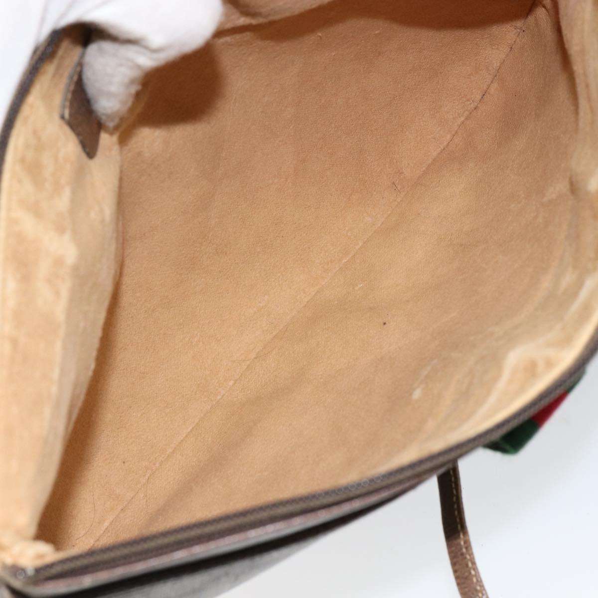 GUCCI GG Supreme Web Sherry Line Bag PVC Beige Gold 904 02 020 Auth BA7124