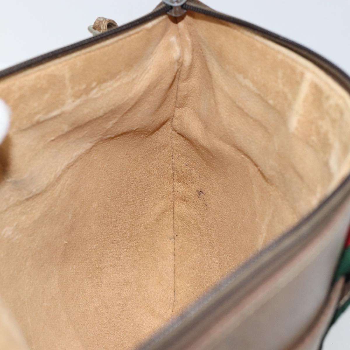 GUCCI GG Supreme Web Sherry Line Bag PVC Beige Gold 904 02 020 Auth BA7124