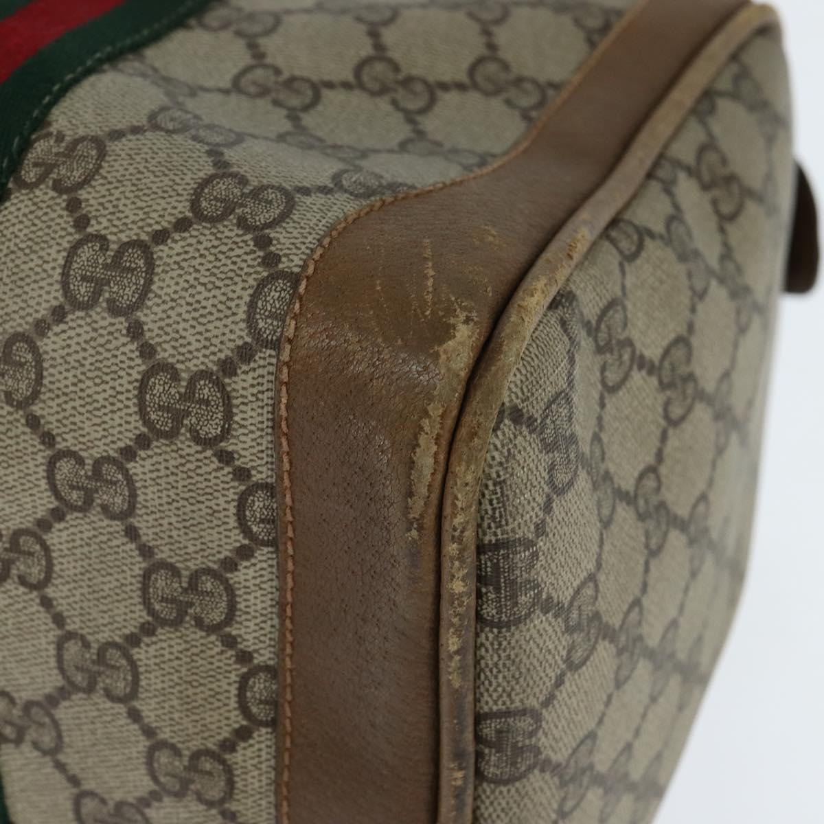 GUCCI GG Supreme Sherry Line Boston Bag PVC Beige Gold 002 098 0534 Auth BA7125