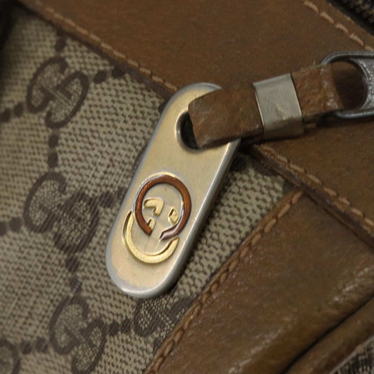 GUCCI GG Supreme Sherry Line Boston Bag PVC Beige Gold 002 098 0534 Auth BA7125