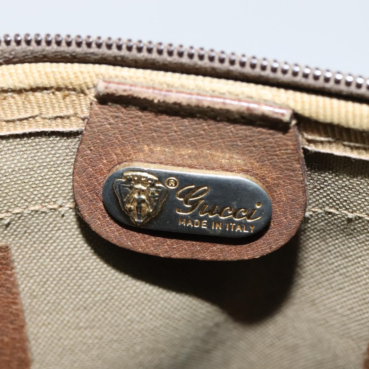 GUCCI GG Supreme Sherry Line Boston Bag PVC Beige Gold 002 098 0534 Auth BA7125