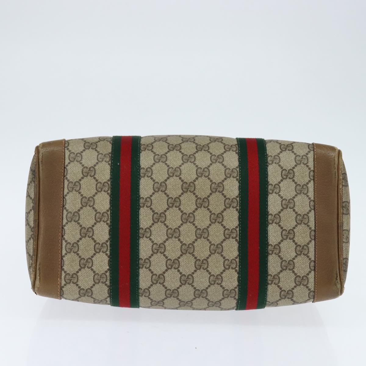 GUCCI GG Supreme Sherry Line Boston Bag PVC Beige Gold 002 098 0534 Auth BA7125