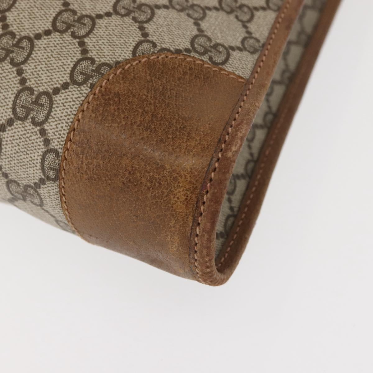 GUCCI GG Supreme Web Sherry Line Hand Bag PVC Beige Auth BA7127