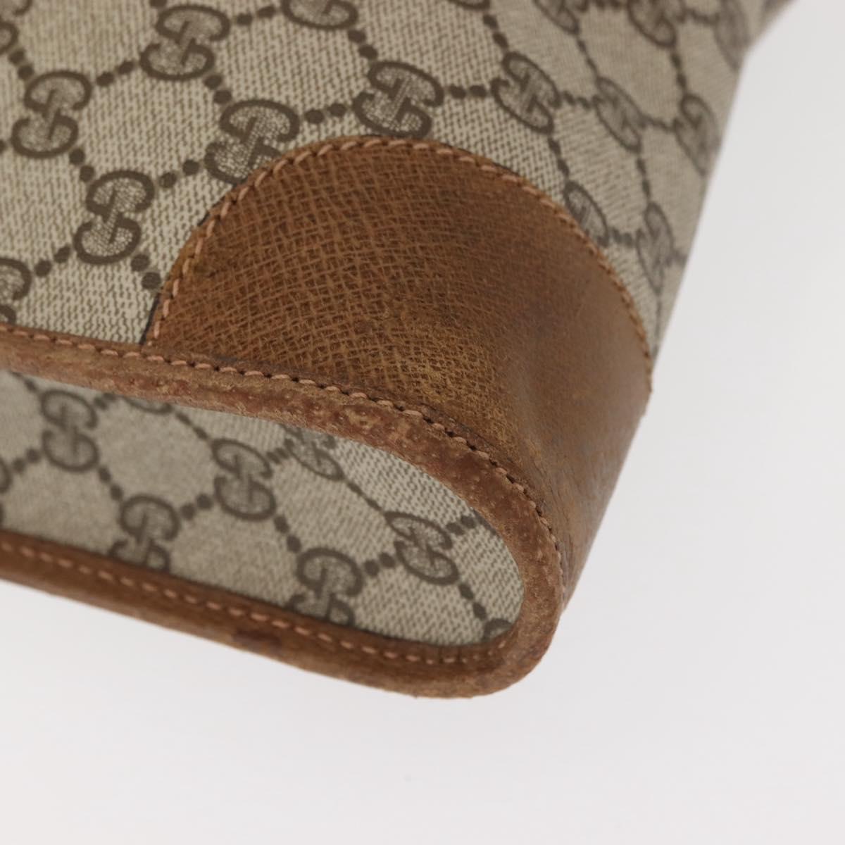 GUCCI GG Supreme Web Sherry Line Hand Bag PVC Beige Auth BA7127