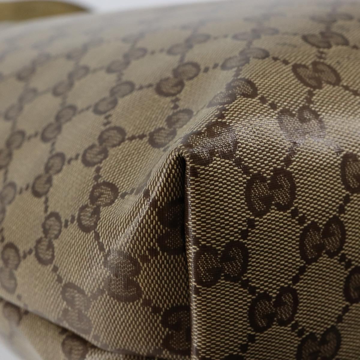 GUCCI GG Crystal Tote Bag Coated Canvas Beige Gold 189896 Auth BA7129