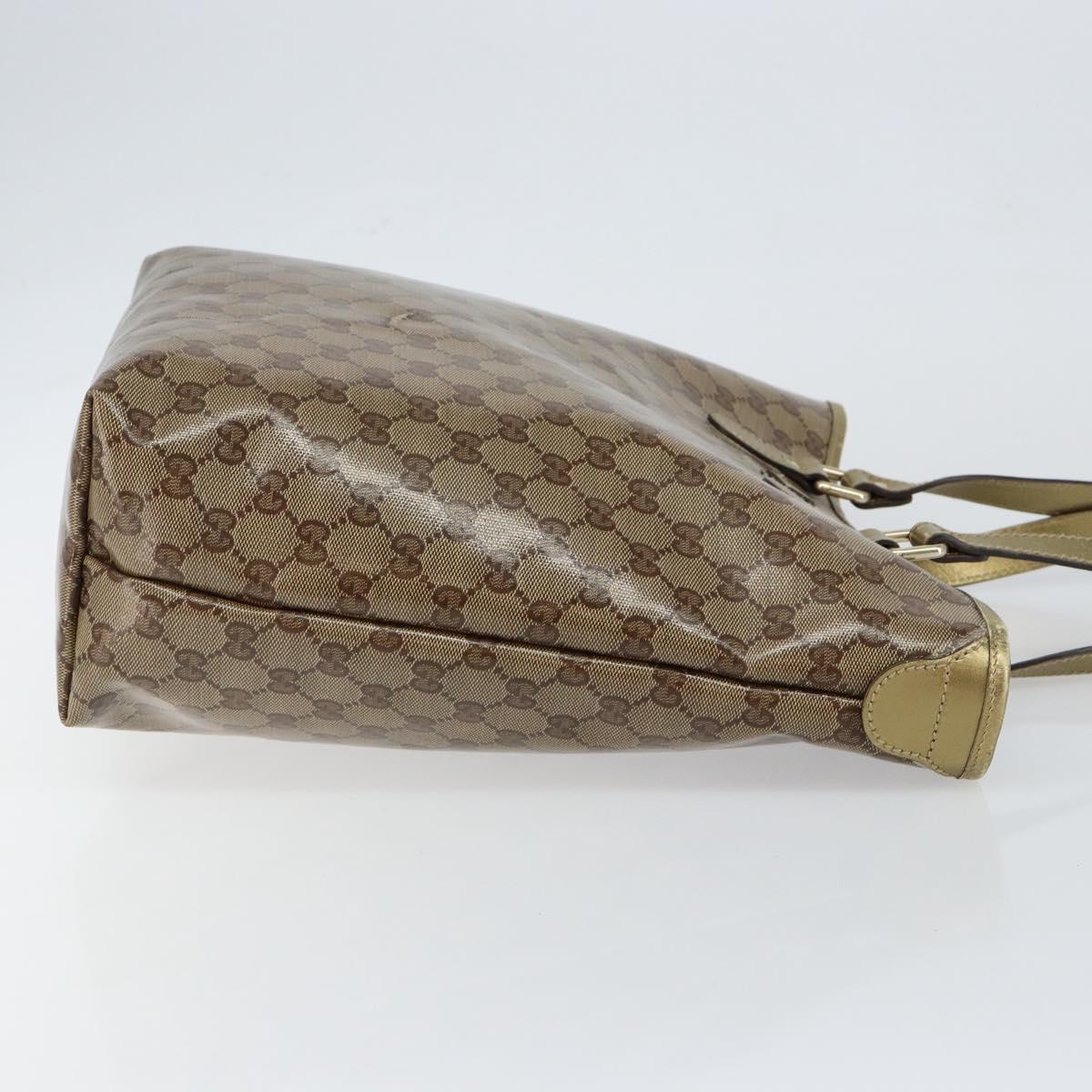 GUCCI GG Crystal Tote Bag Coated Canvas Beige Gold 189896 Auth BA7129