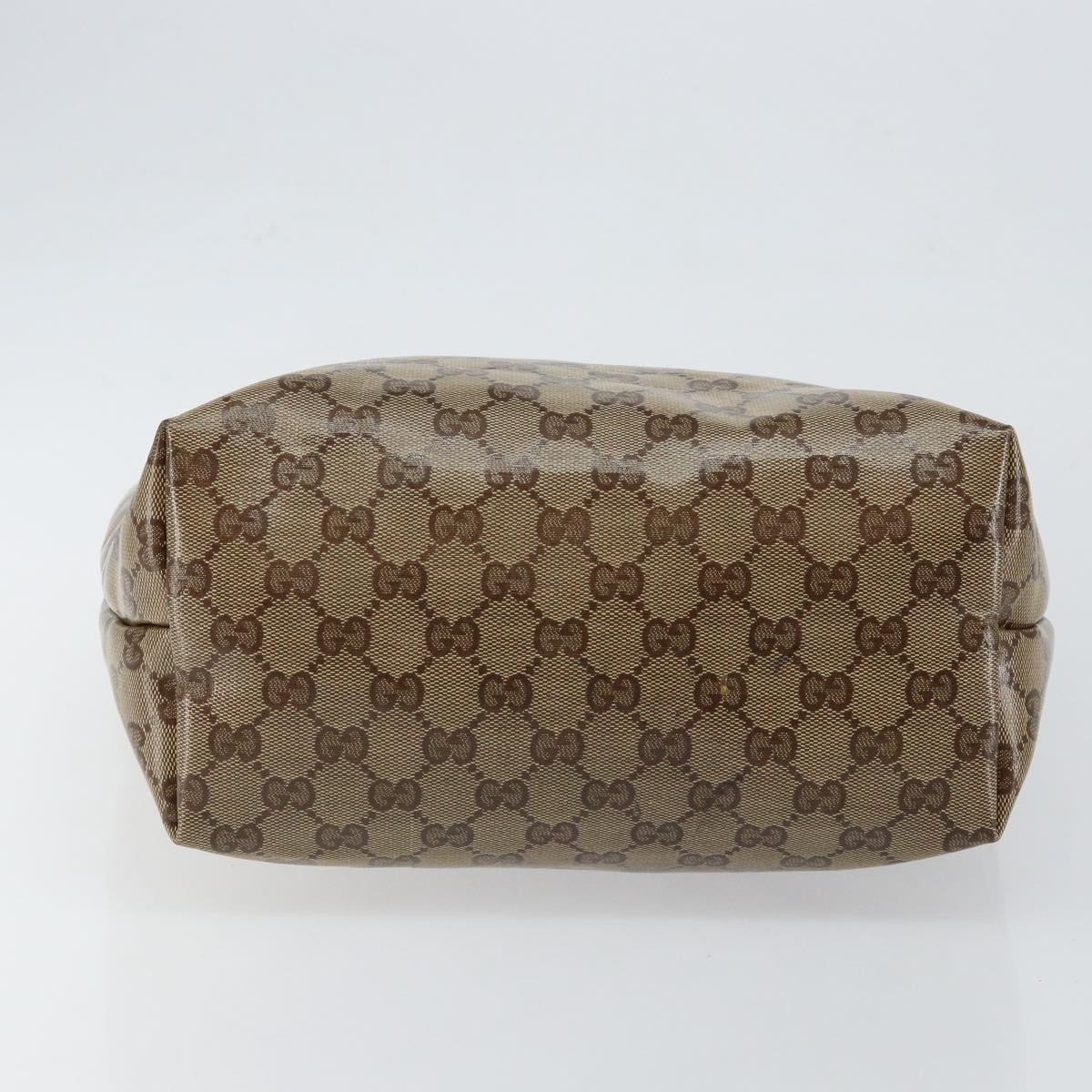 GUCCI GG Crystal Tote Bag Coated Canvas Beige Gold 189896 Auth BA7129