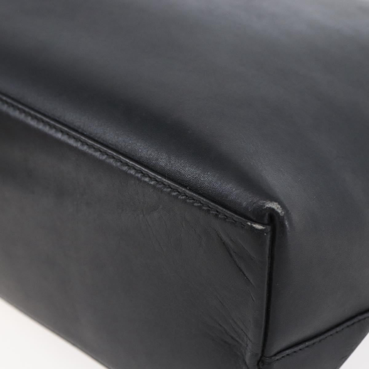 GUCCI Bamboo Shoulder Bag Leather Black Gold 001 3007 Auth BA7130