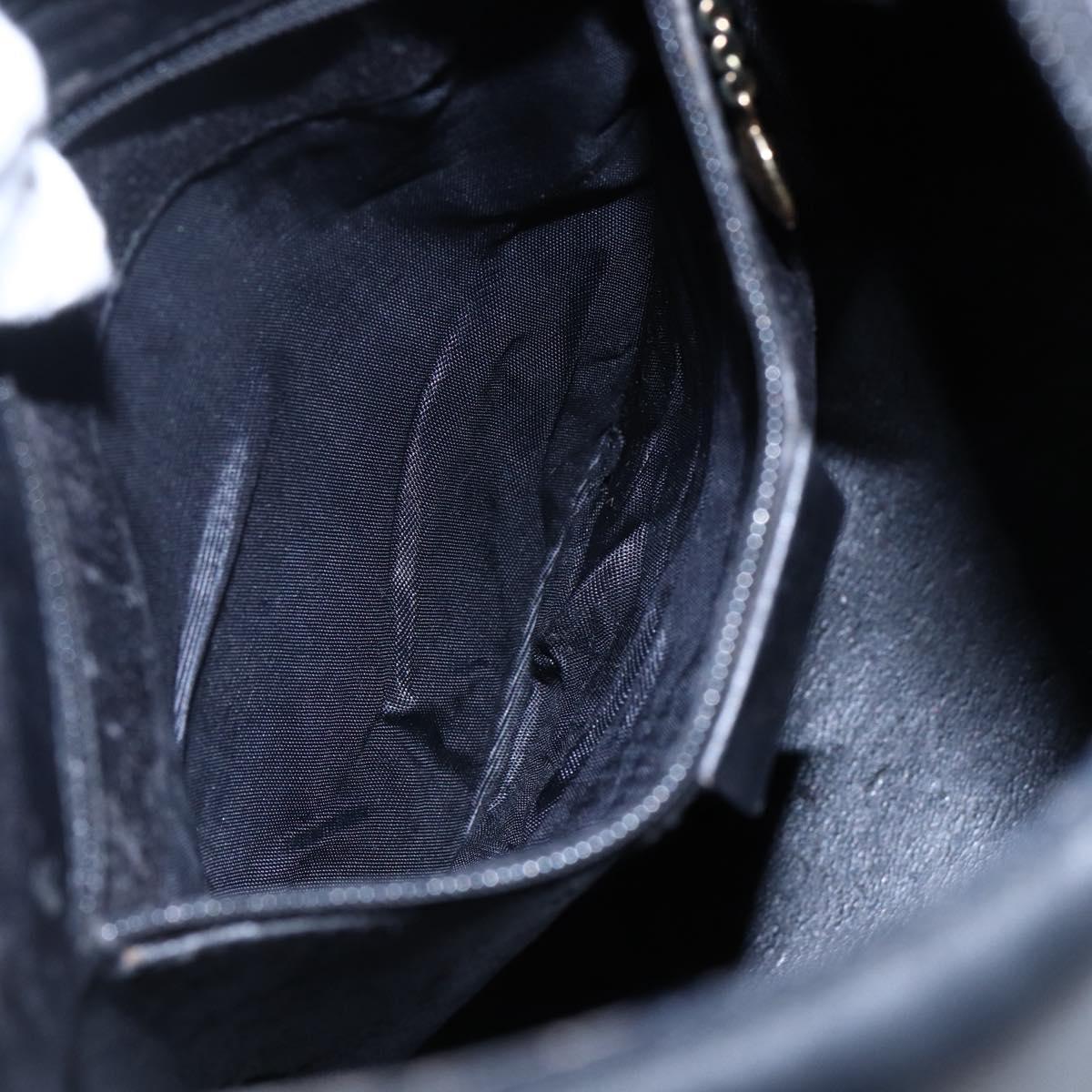 GUCCI Bamboo Shoulder Bag Leather Black Gold 001 3007 Auth BA7130