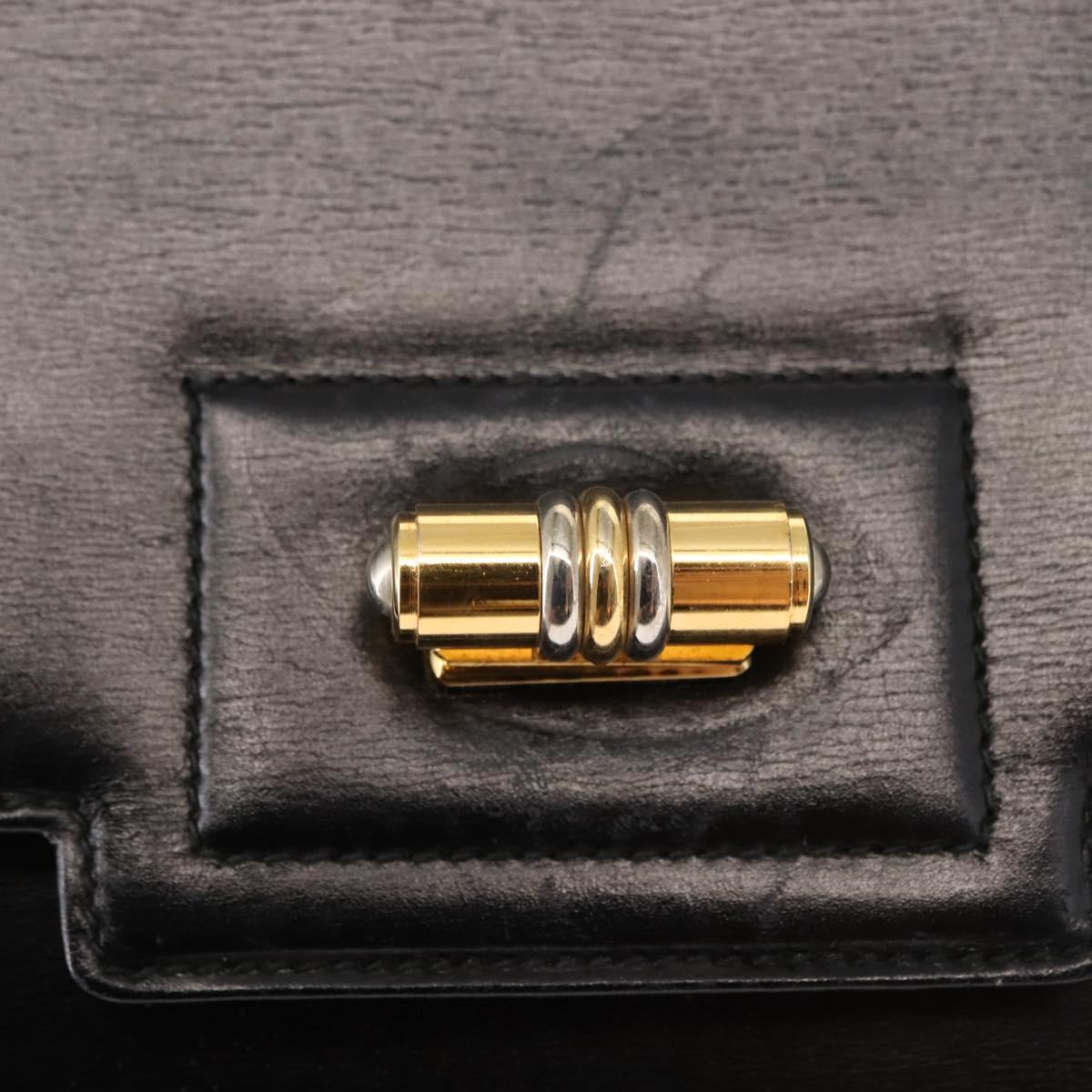 GUCCI Shoulder Bag Leather Black Gold 004 33 0241 Auth BA7133