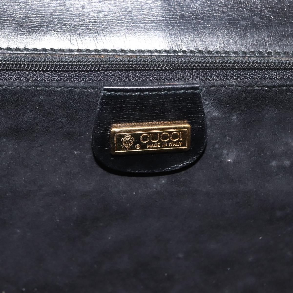 GUCCI Shoulder Bag Leather Black Gold 004 33 0241 Auth BA7133