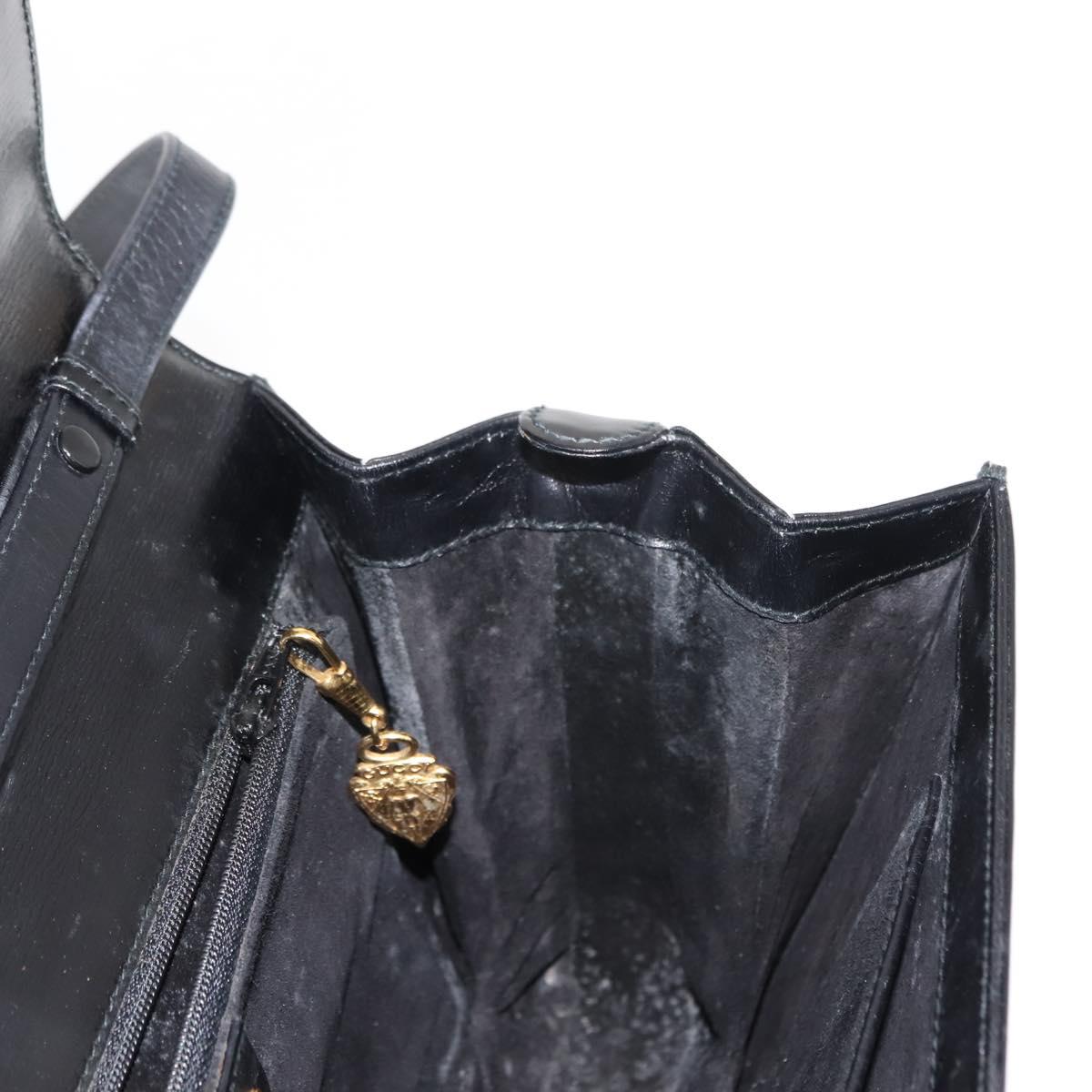 GUCCI Shoulder Bag Leather Black Gold 004 33 0241 Auth BA7133