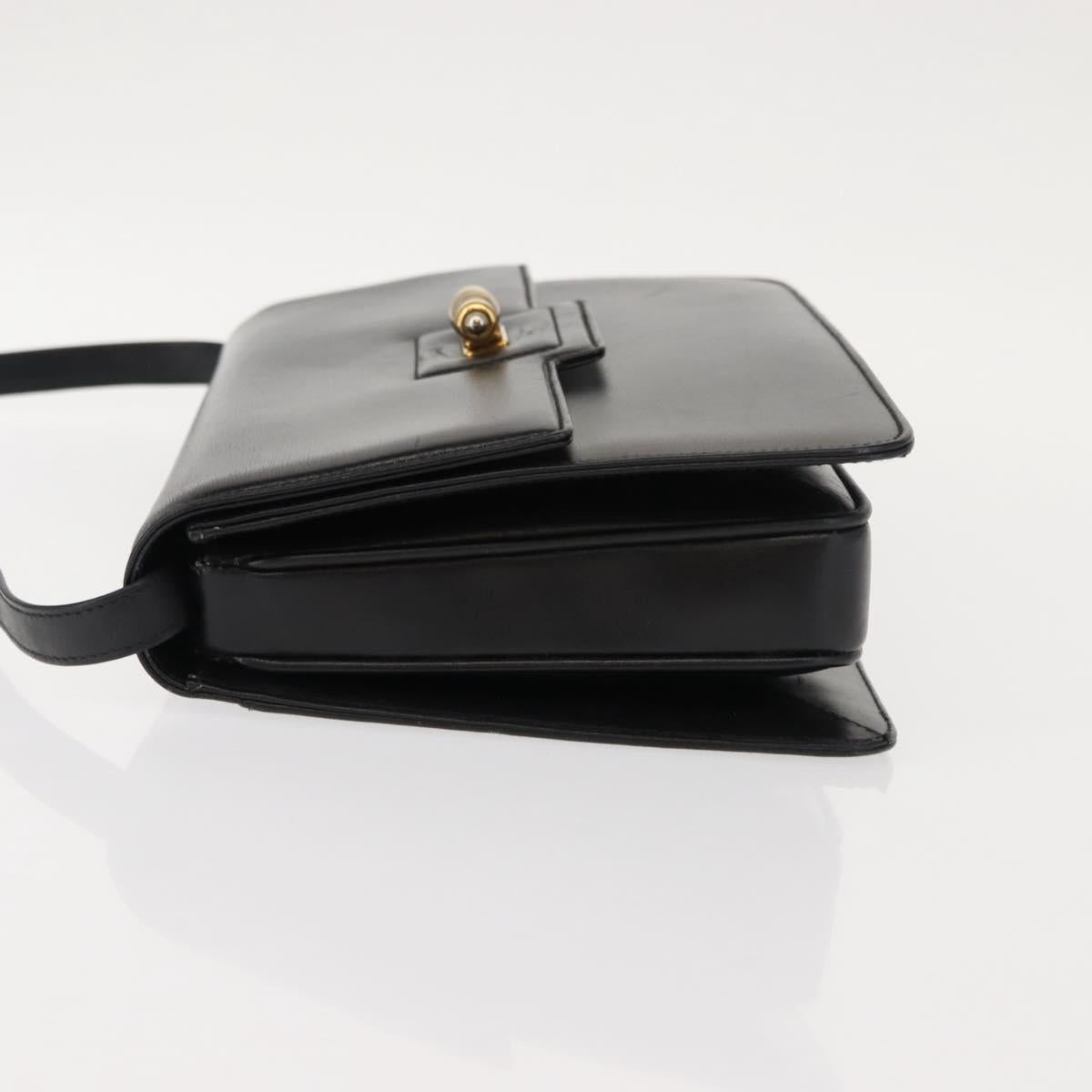 GUCCI Shoulder Bag Leather Black Gold 004 33 0241 Auth BA7133