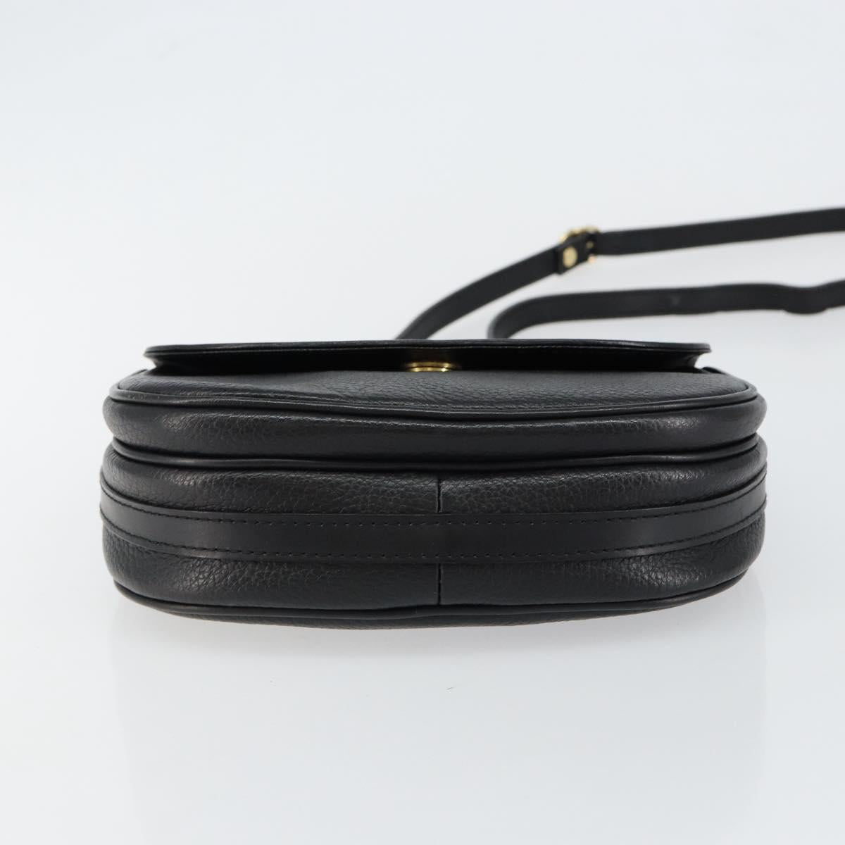 Burberrys Shoulder Bag Leather Black Gold Auth BA7135