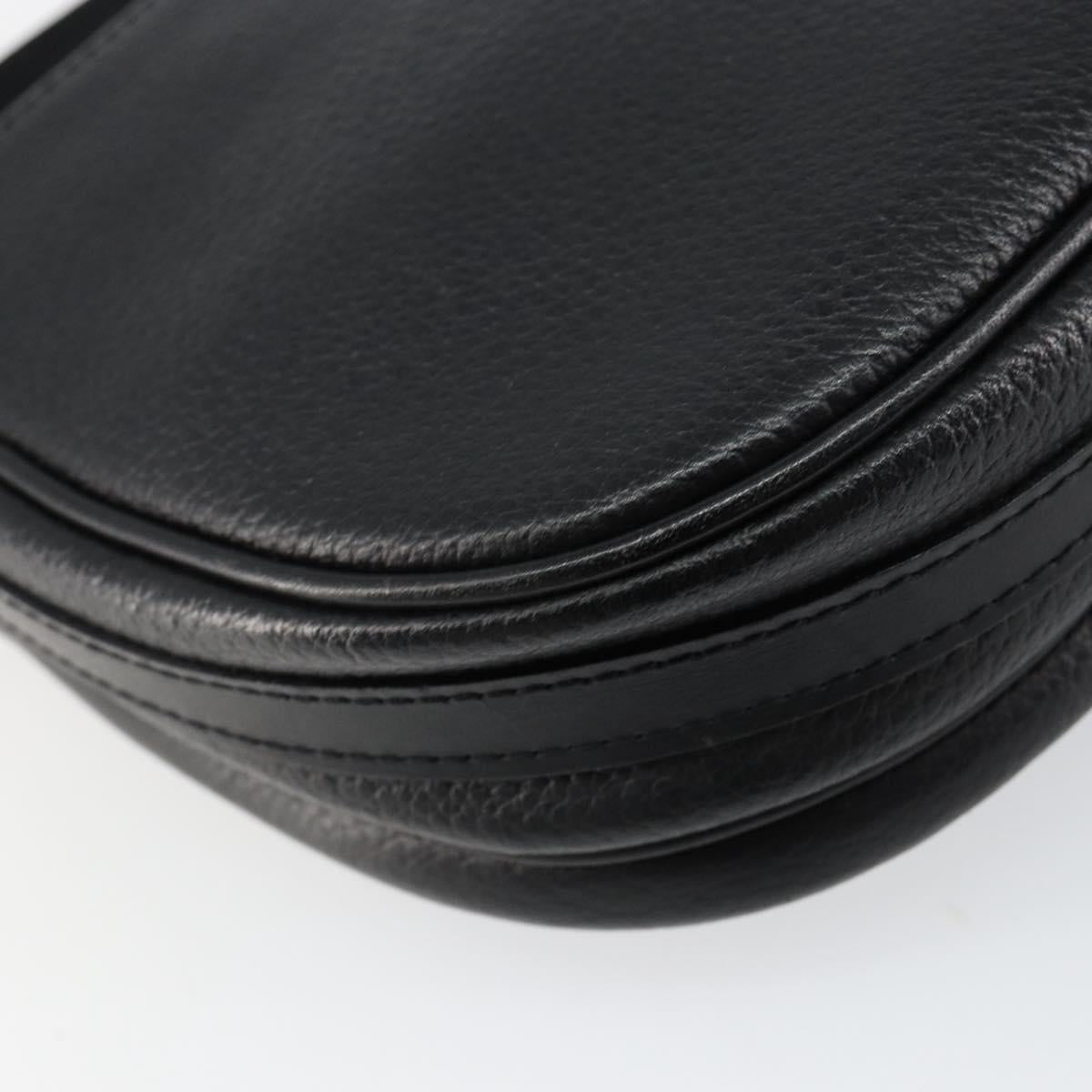 Burberrys Shoulder Bag Leather Black Gold Auth BA7135