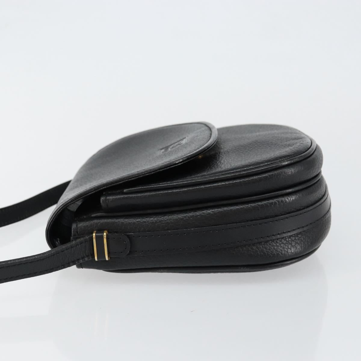 Burberrys Shoulder Bag Leather Black Gold Auth BA7135