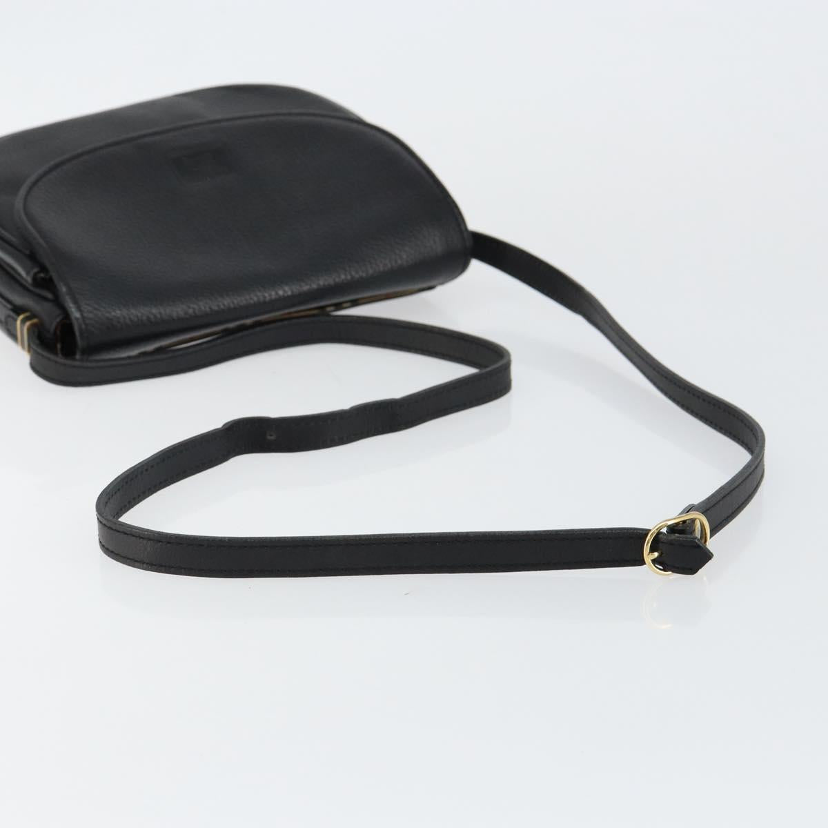 Burberrys Shoulder Bag Leather Black Gold Auth BA7135