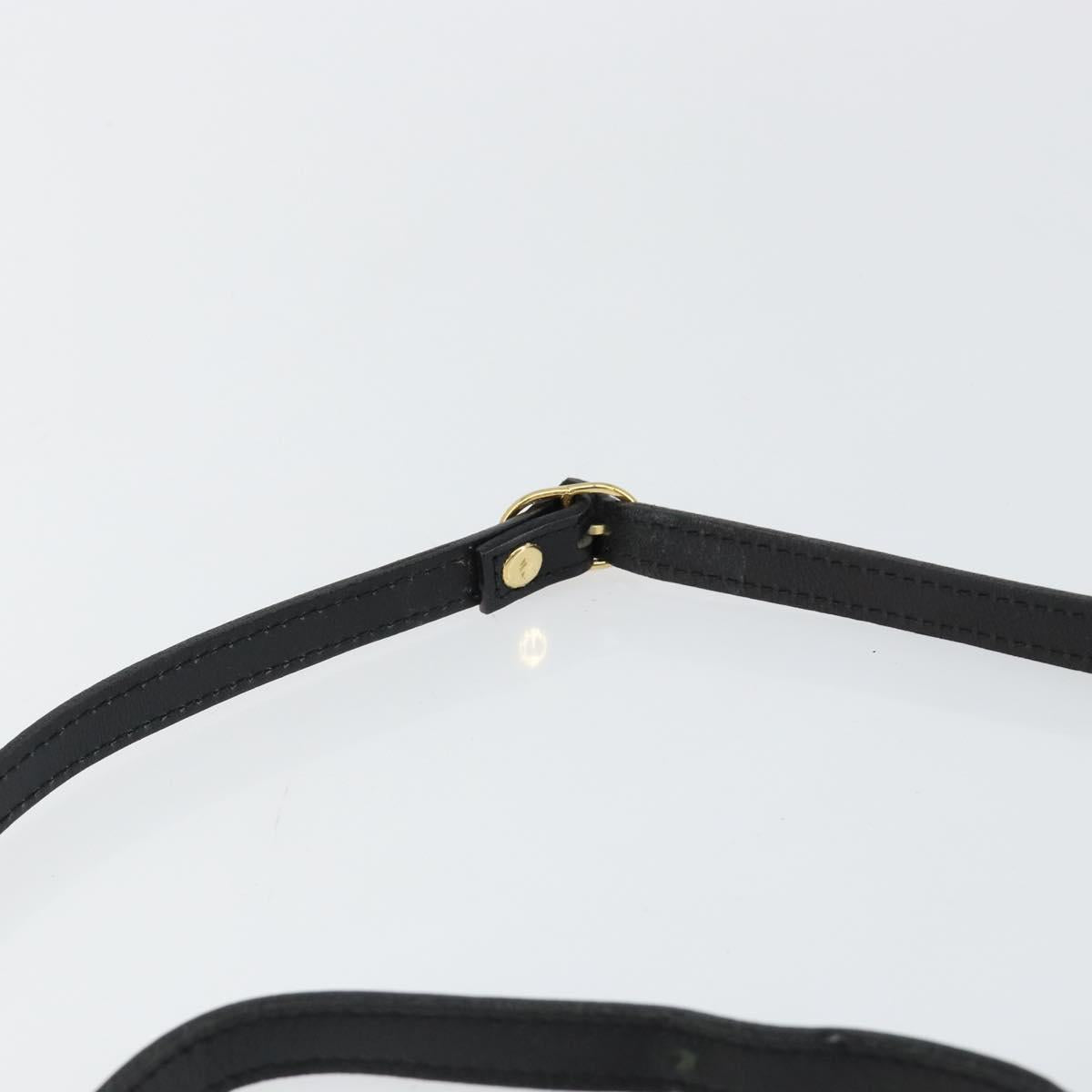 Burberrys Shoulder Bag Leather Black Gold Auth BA7135