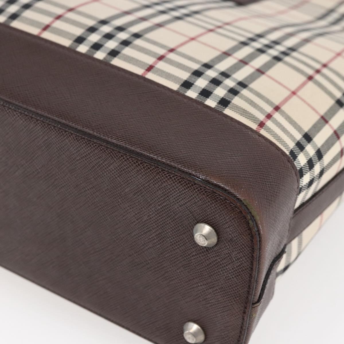 BURBERRY Nova Check Tote Bag Canvas Beige Silver Auth BA7138