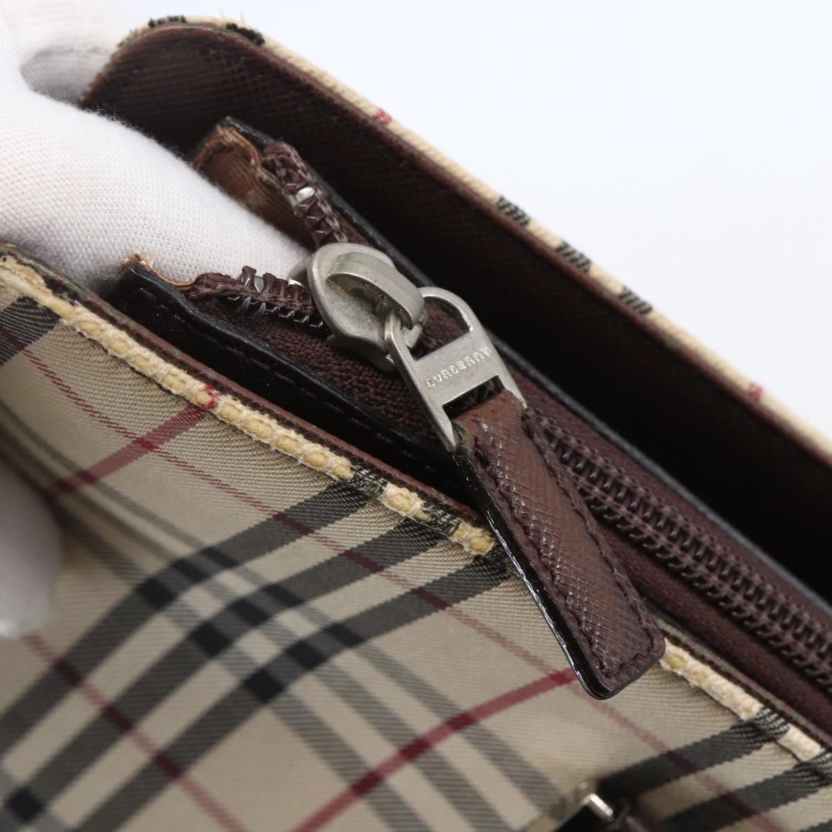 BURBERRY Nova Check Tote Bag Canvas Beige Silver Auth BA7138