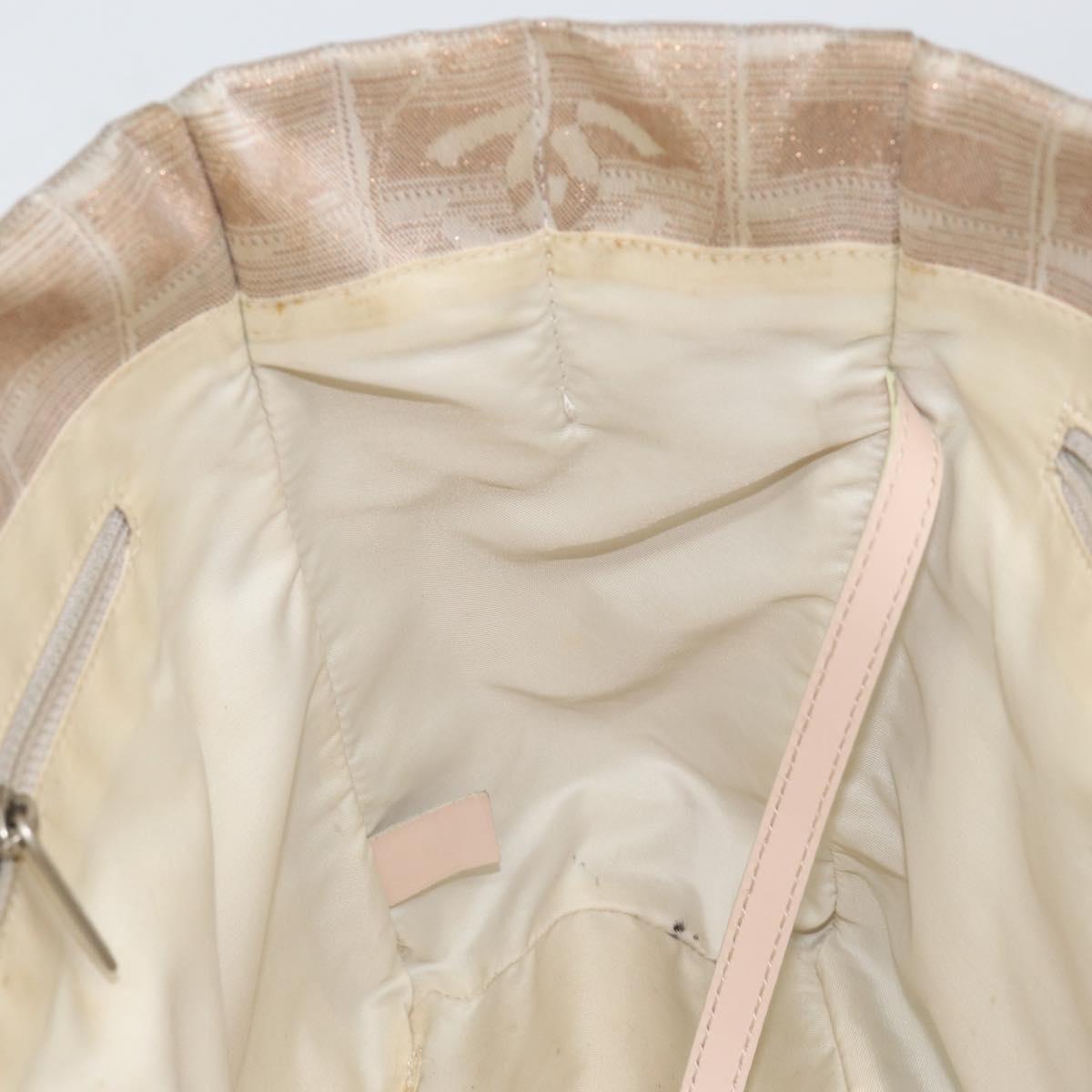 CHANEL New Travel Line Tote Bag Nylon Beige Gold CC Auth BA7141