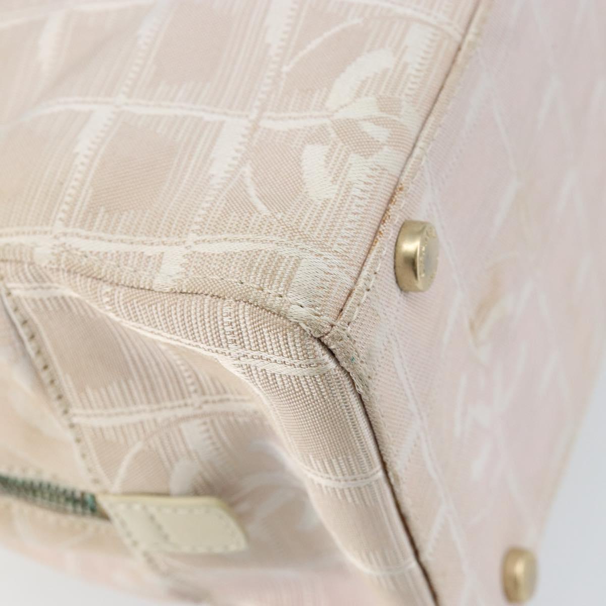 CHANEL New Travel Line Hand Bag Nylon Beige CC Auth BA7142