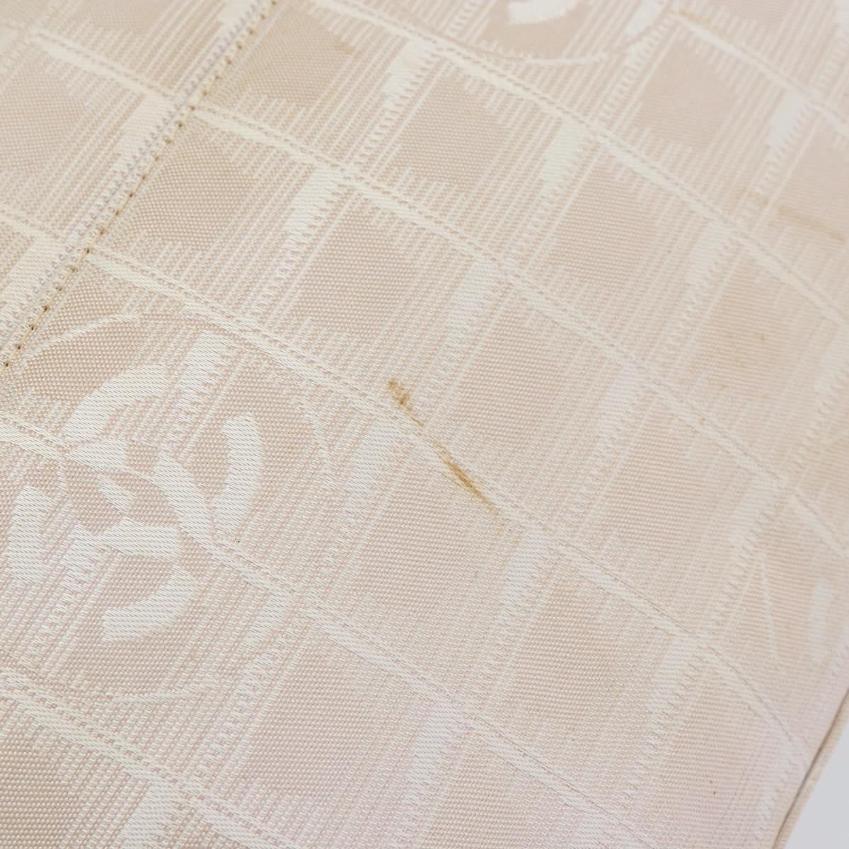 CHANEL New Travel Line Hand Bag Nylon Beige CC Auth BA7142