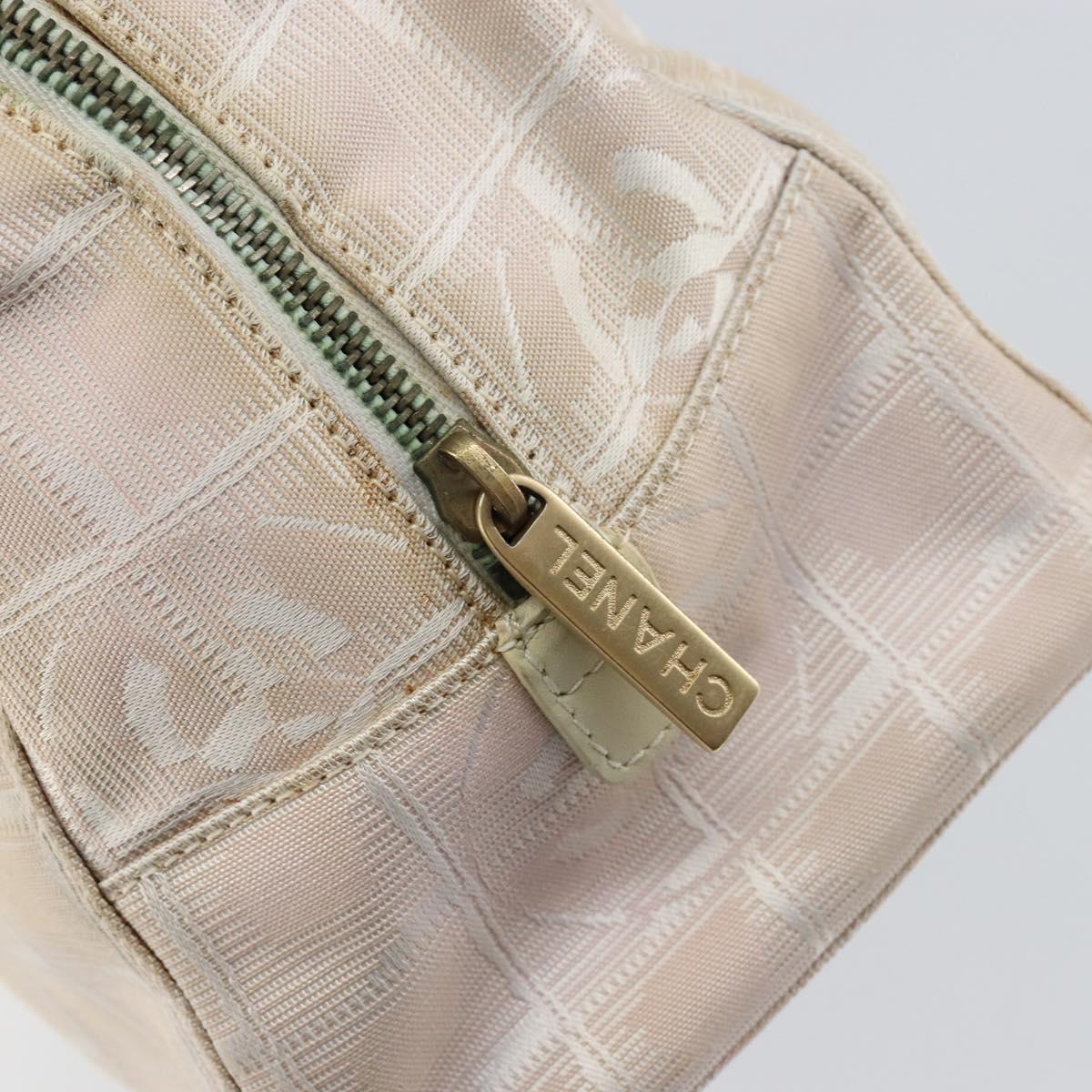 CHANEL New Travel Line Hand Bag Nylon Beige CC Auth BA7142