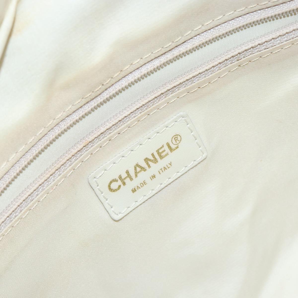 CHANEL New Travel Line Hand Bag Nylon Beige CC Auth BA7142
