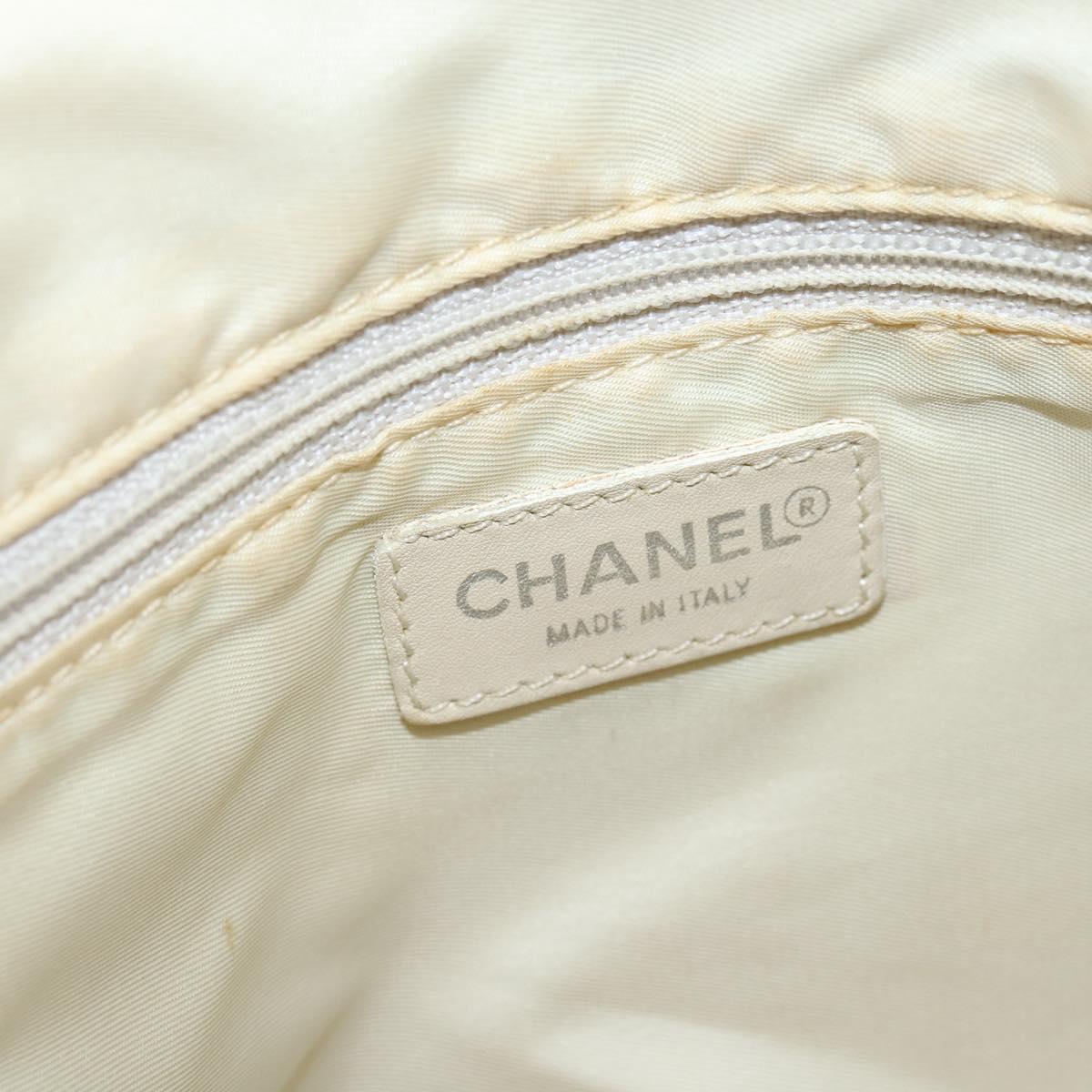 CHANEL New Travel Line Hand Bag Nylon 2way Beige Silver CC Auth BA7143