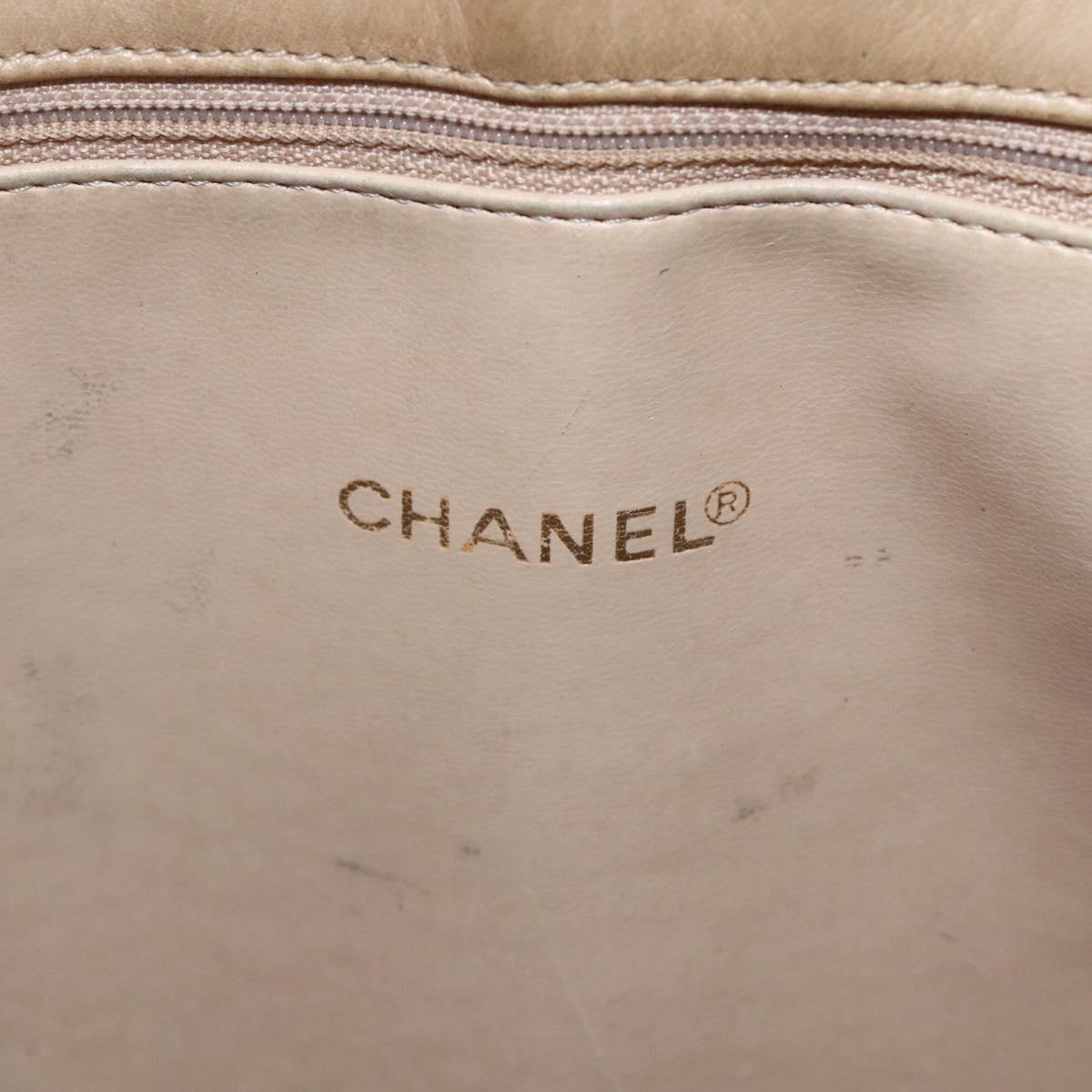 CHANEL Shoulder Bag Leather Beige Gold CC Auth BA7146