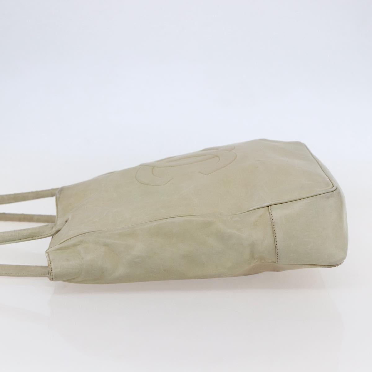 CHANEL Shoulder Bag Leather Beige Gold CC Auth BA7146