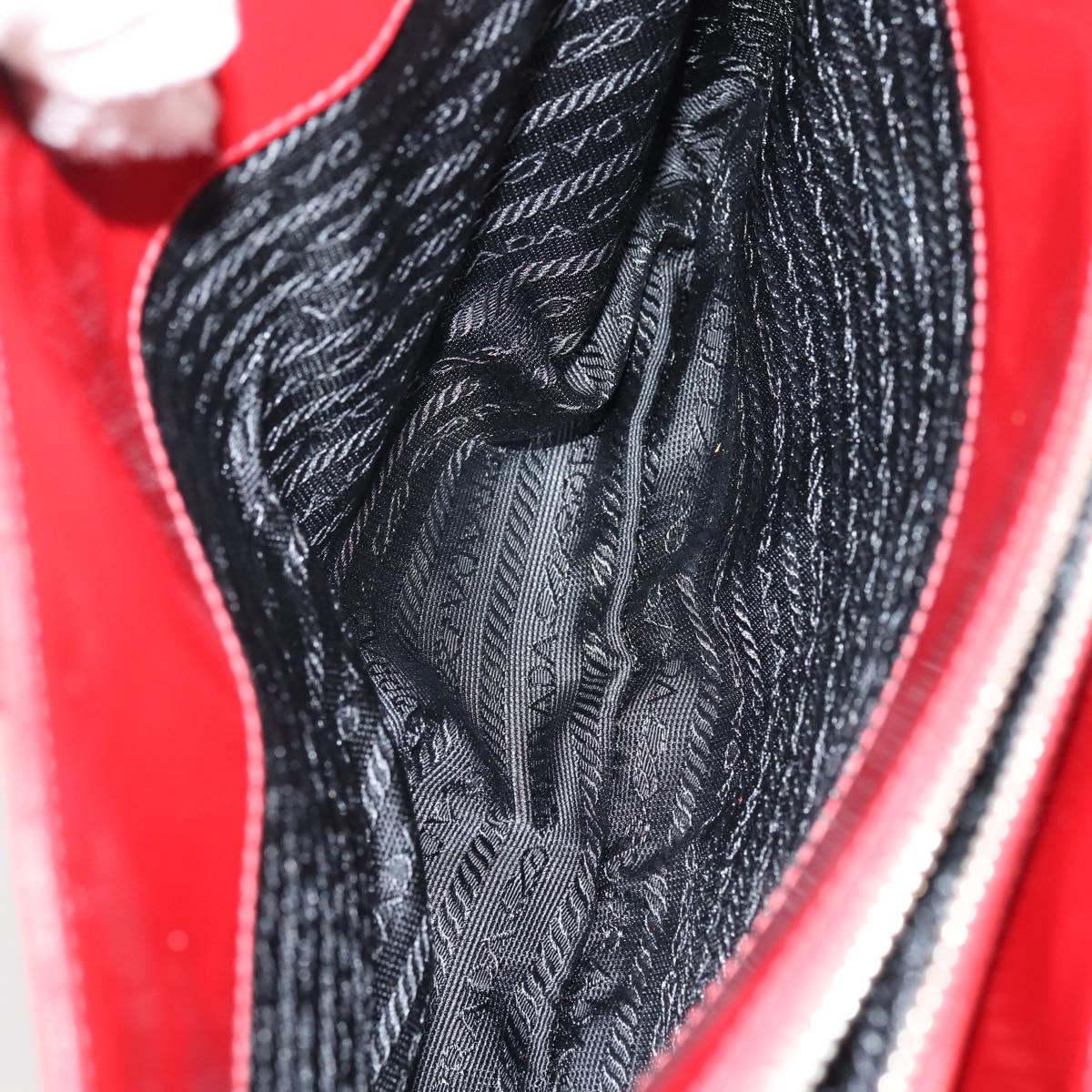 PRADA Tote Bag Leather Nylon 2Set Red Blue Auth BA7150