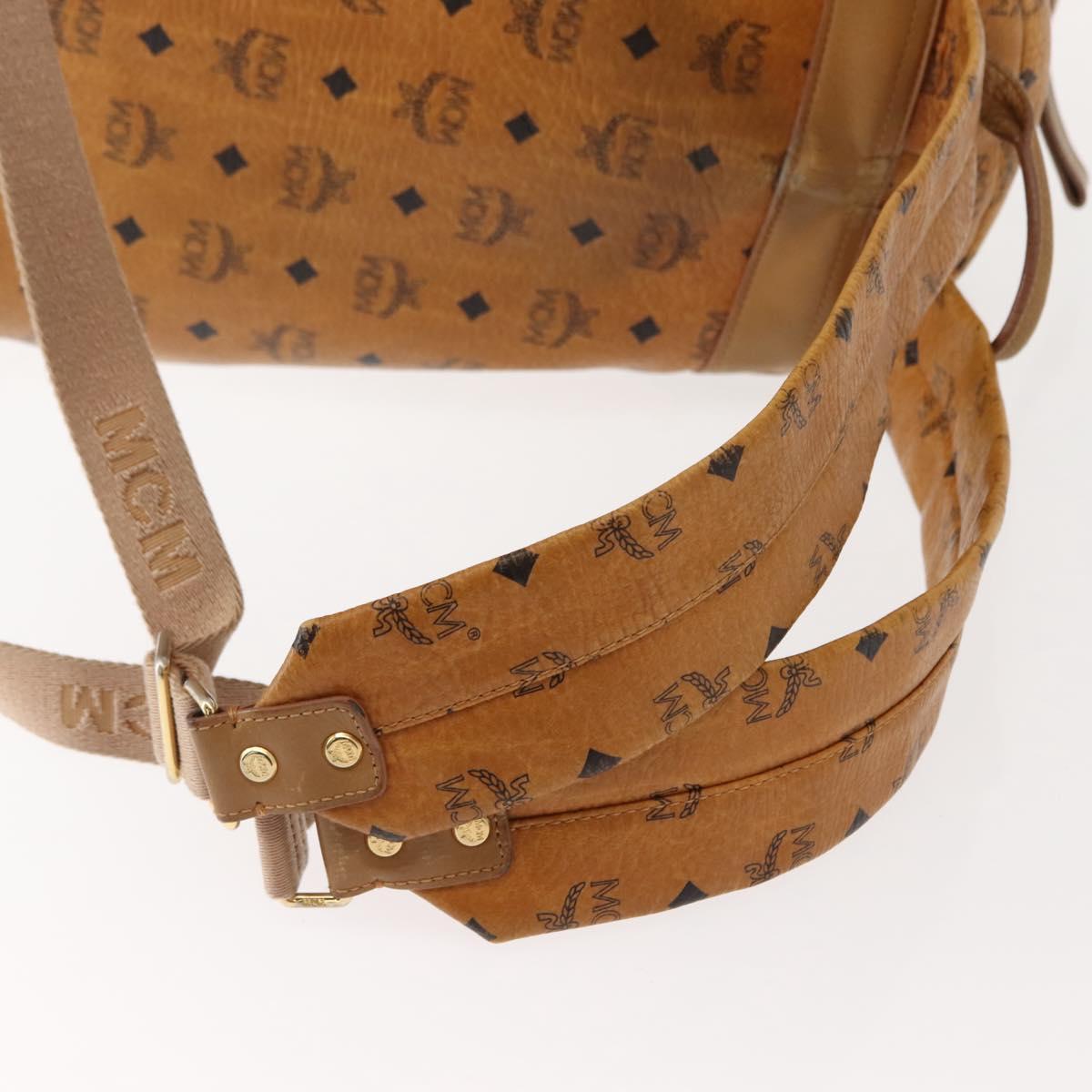 MCM Logogram Vicetos Backpack PVC Leather Brown Gold Auth BA7151