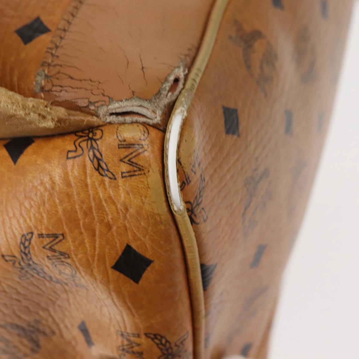 MCM Logogram Vicetos Backpack PVC Leather Brown Gold Auth BA7151