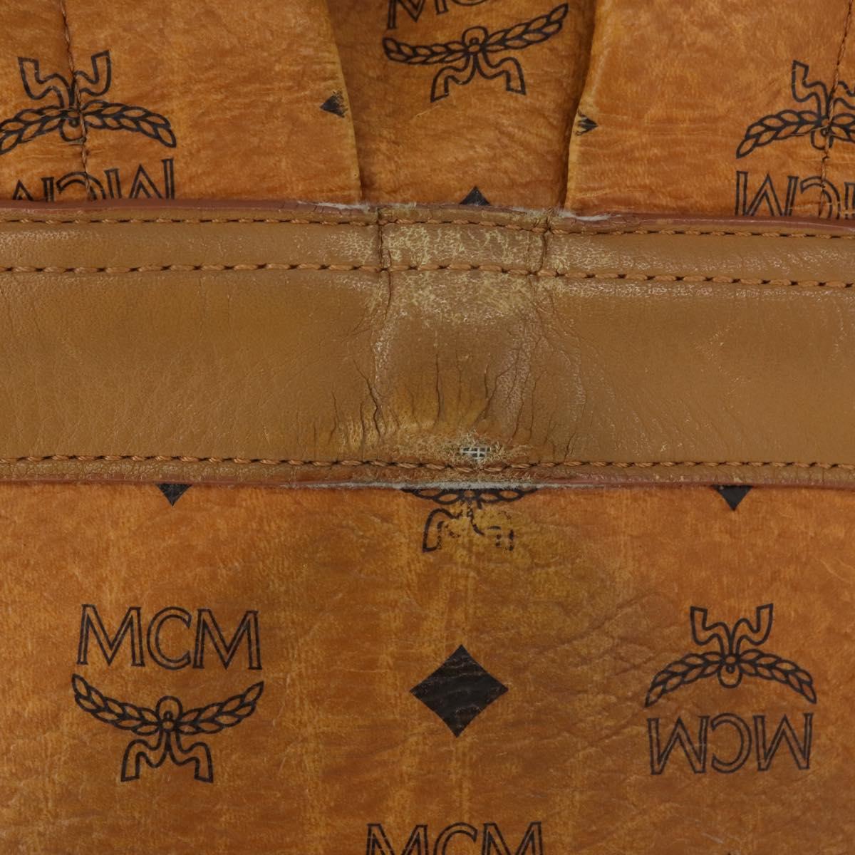 MCM Logogram Vicetos Backpack PVC Leather Brown Gold Auth BA7151