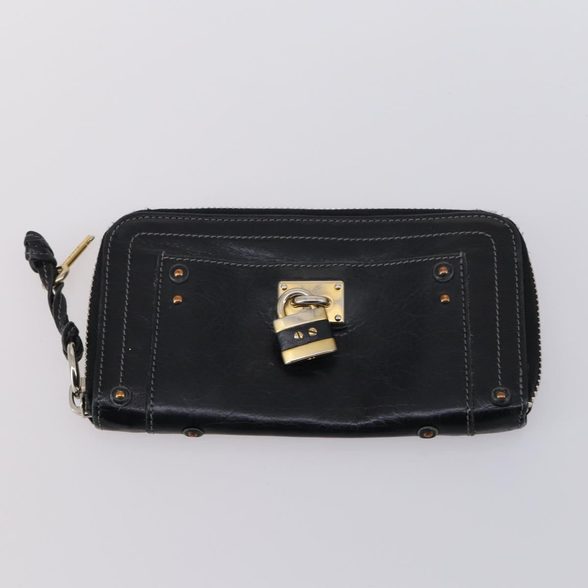 Chloe Hand Bag Leather 2Set Black Silver Auth BA7152