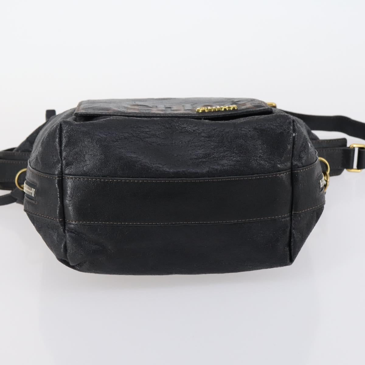 Chloe Hand Bag Leather 2Set Black Silver Auth BA7152