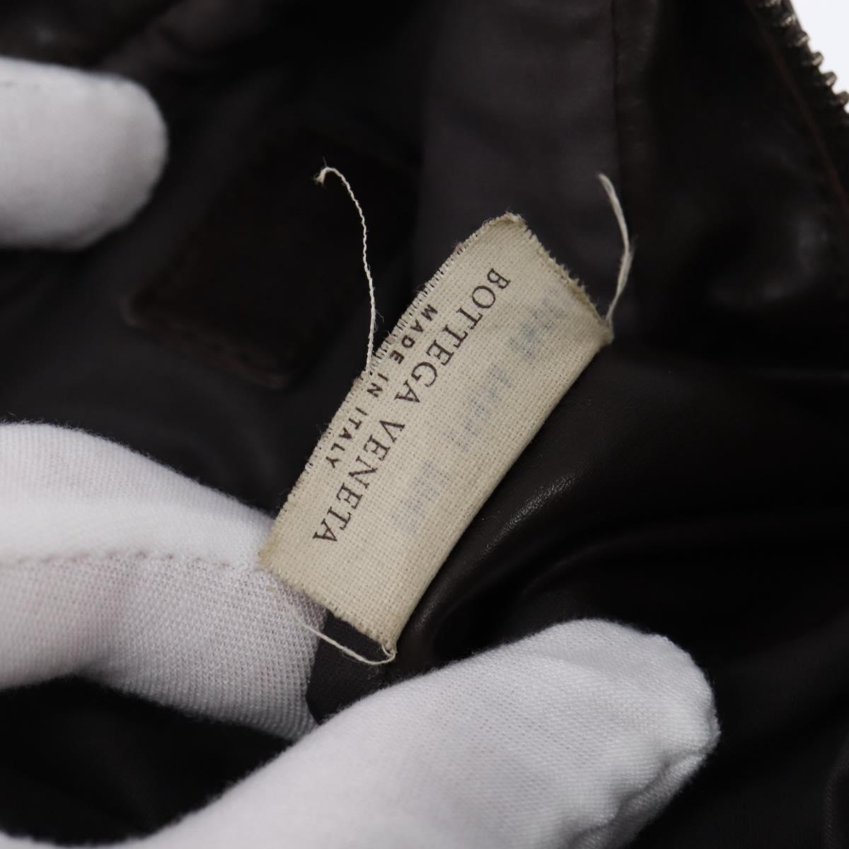 BOTTEGA VENETA INTRECCIATO Shoulder Bag Leather Brown Silver 113092 Auth BA7153