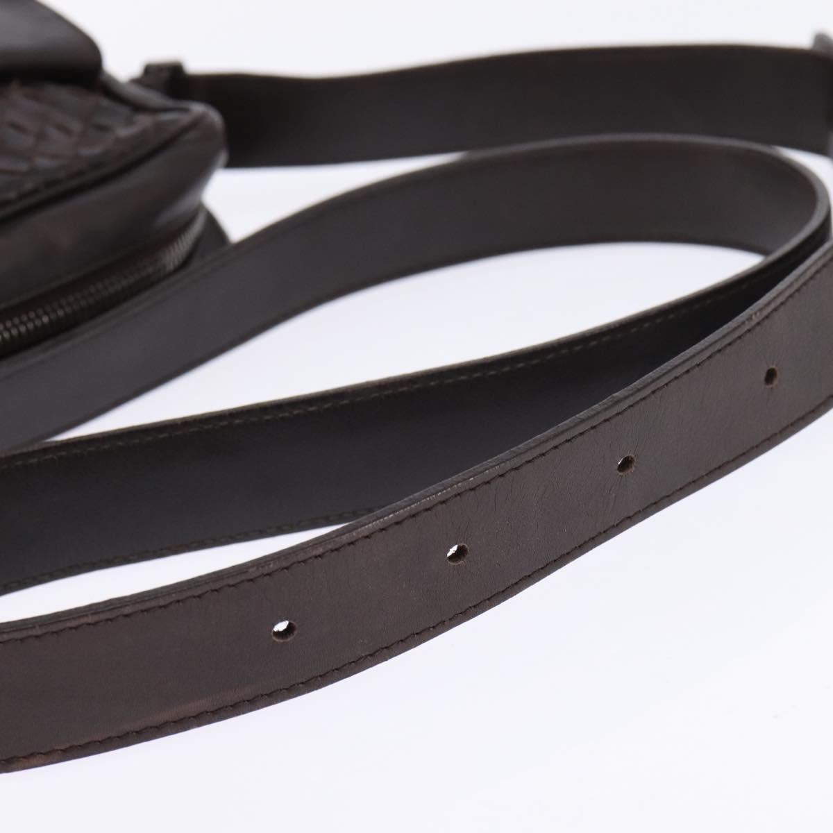 BOTTEGA VENETA INTRECCIATO Shoulder Bag Leather Brown Silver 113092 Auth BA7153