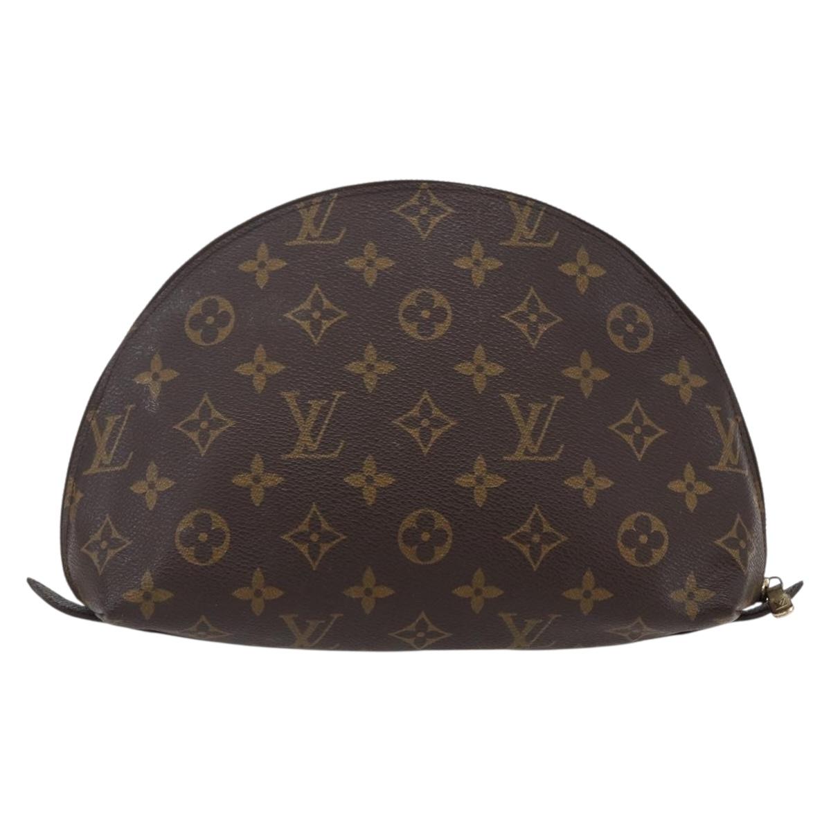LOUIS VUITTON Monogram Trousse Demi Ronde Cosmetic Pouch M47520 LV Auth BA7198