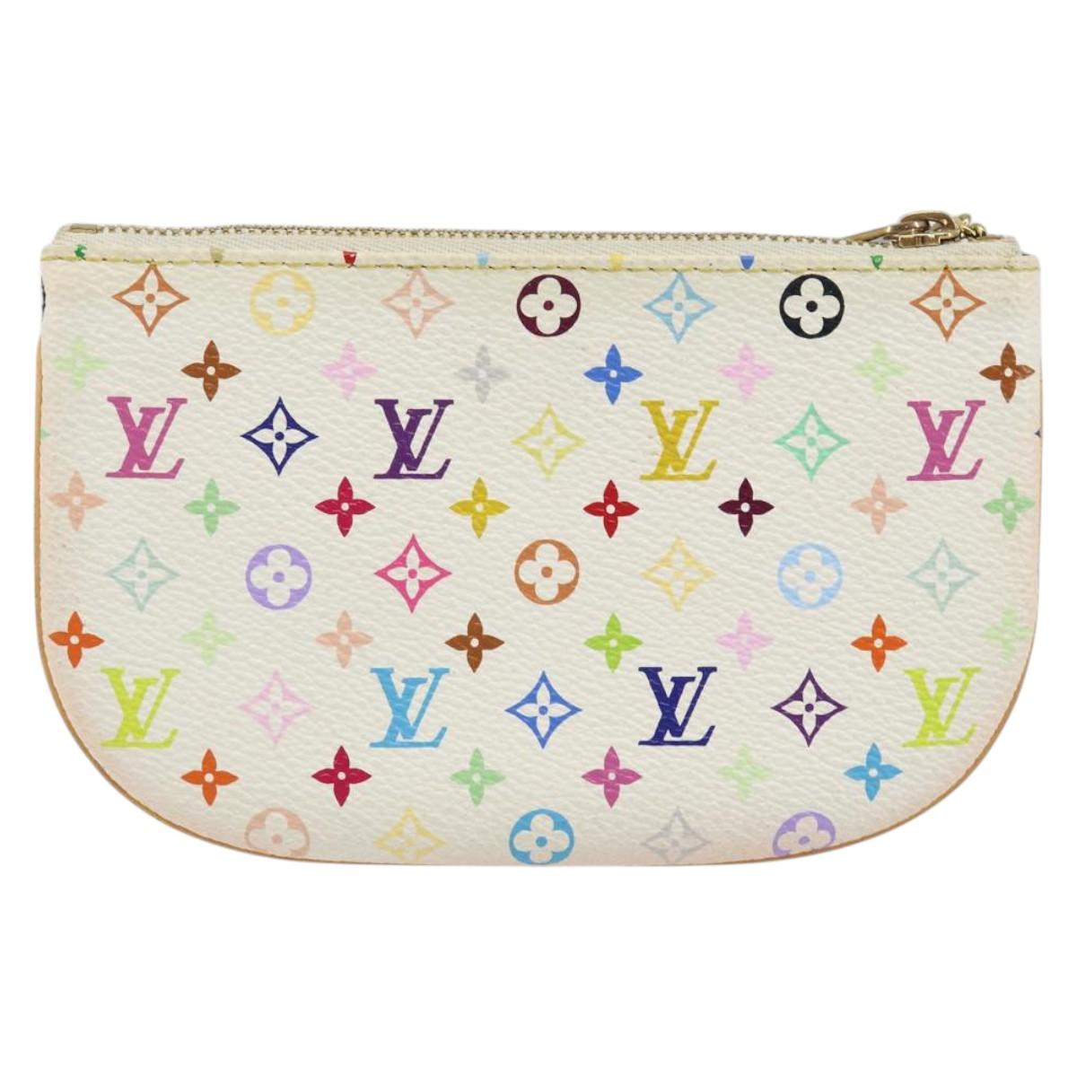 LOUIS VUITTON Monogram Multicolor Pochette MM Pouch White M60028 LV Auth BA7202