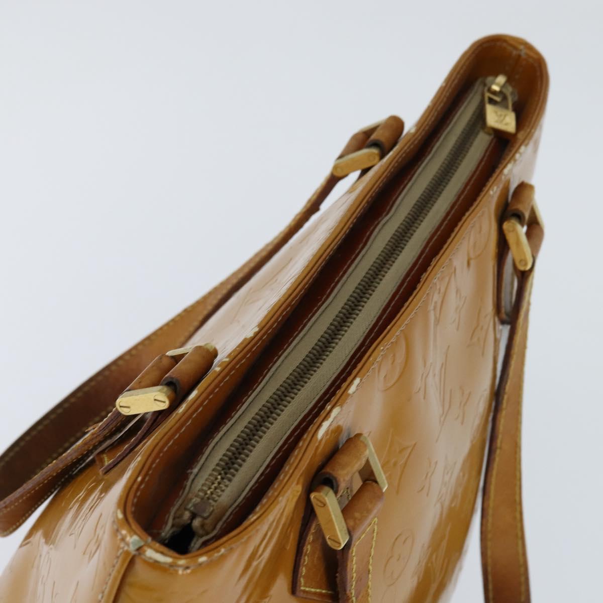 LOUIS VUITTON Monogram Vernis Houston Hand Bag Beige M91004 LV Auth BA7204