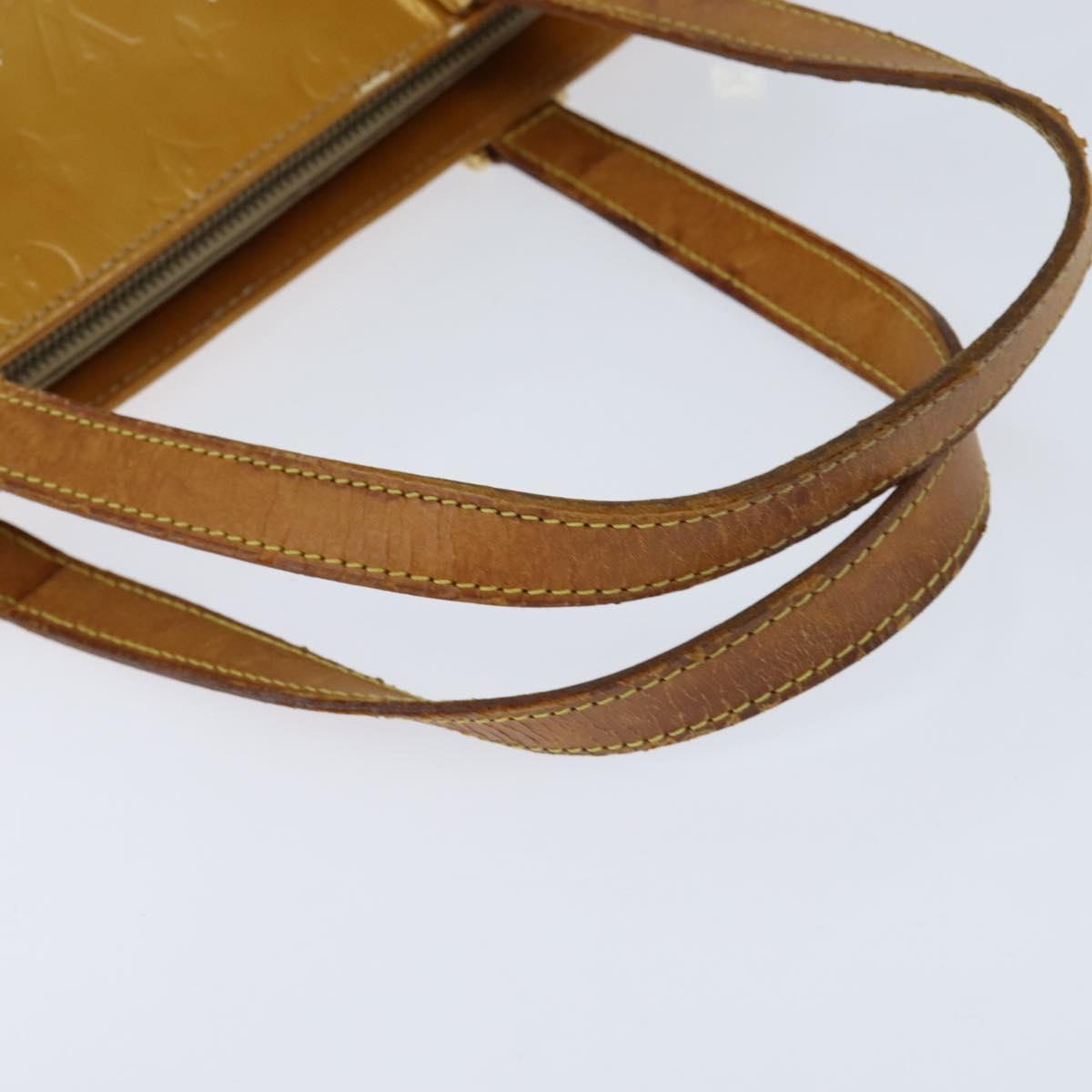 LOUIS VUITTON Monogram Vernis Houston Hand Bag Beige M91004 LV Auth BA7204