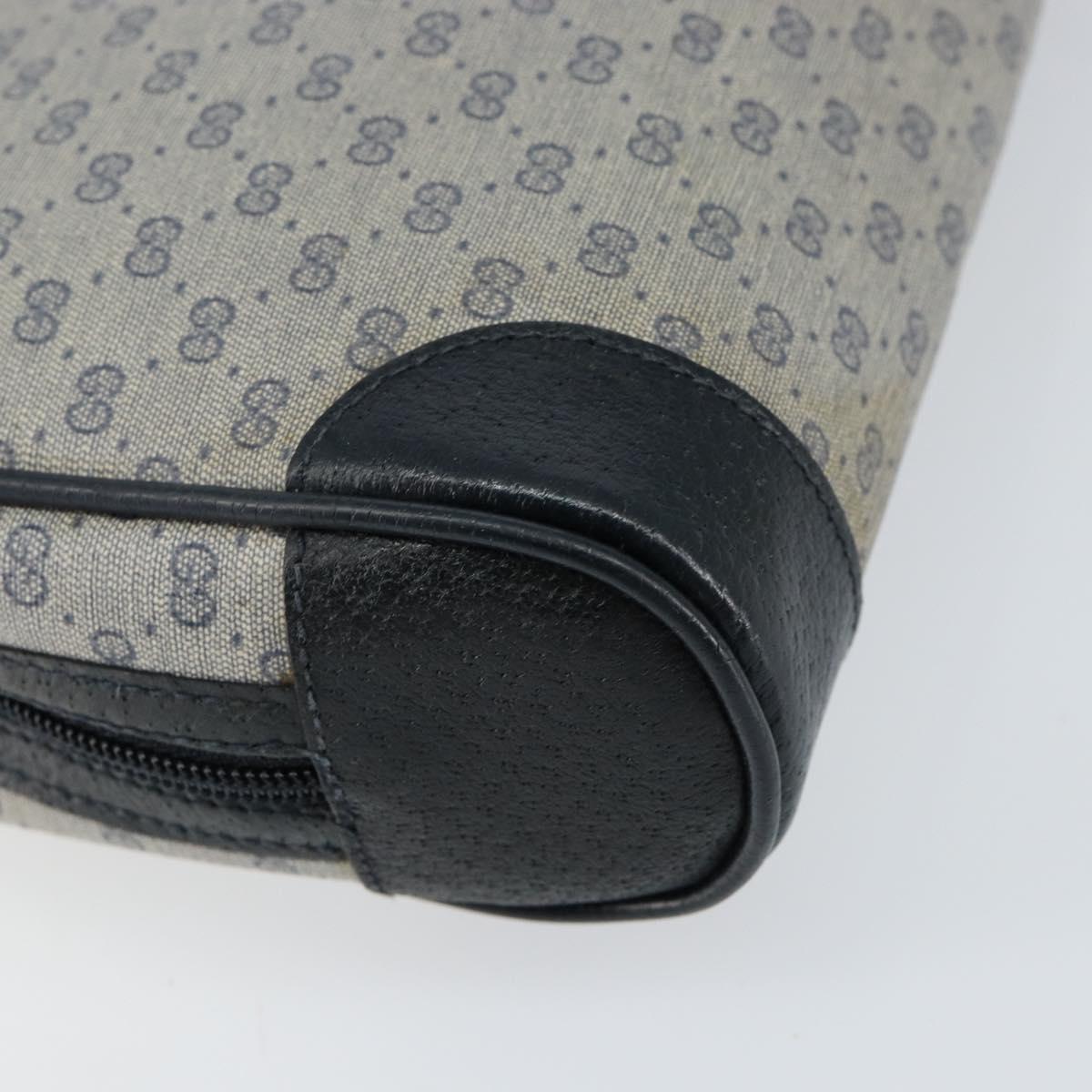 GUCCI Micro GG Canvas Clutch Bag PVC Leather Navy Gold 014 89 0094 Auth BA7239