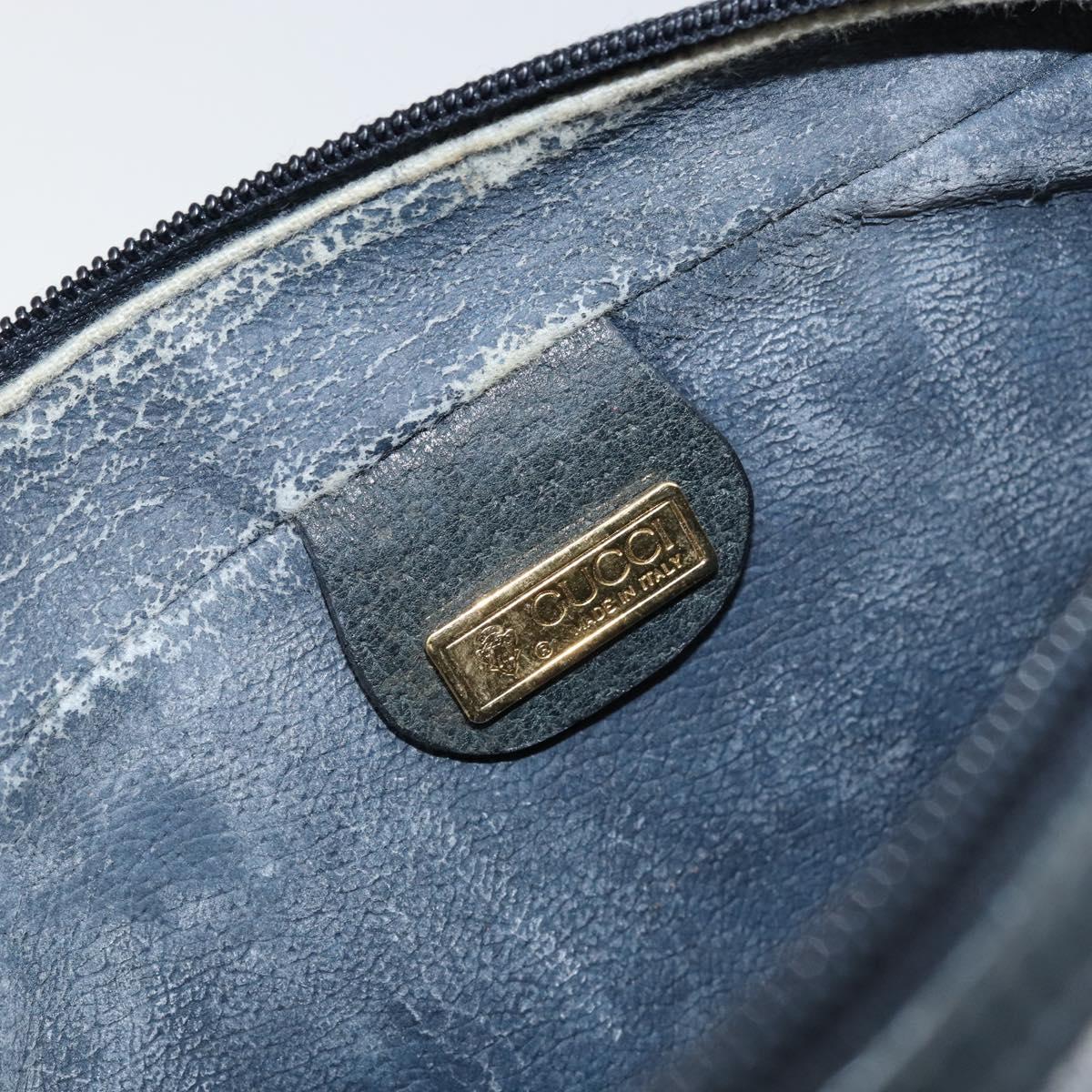 GUCCI Micro GG Canvas Clutch Bag PVC Leather Navy Gold 014 89 0094 Auth BA7239