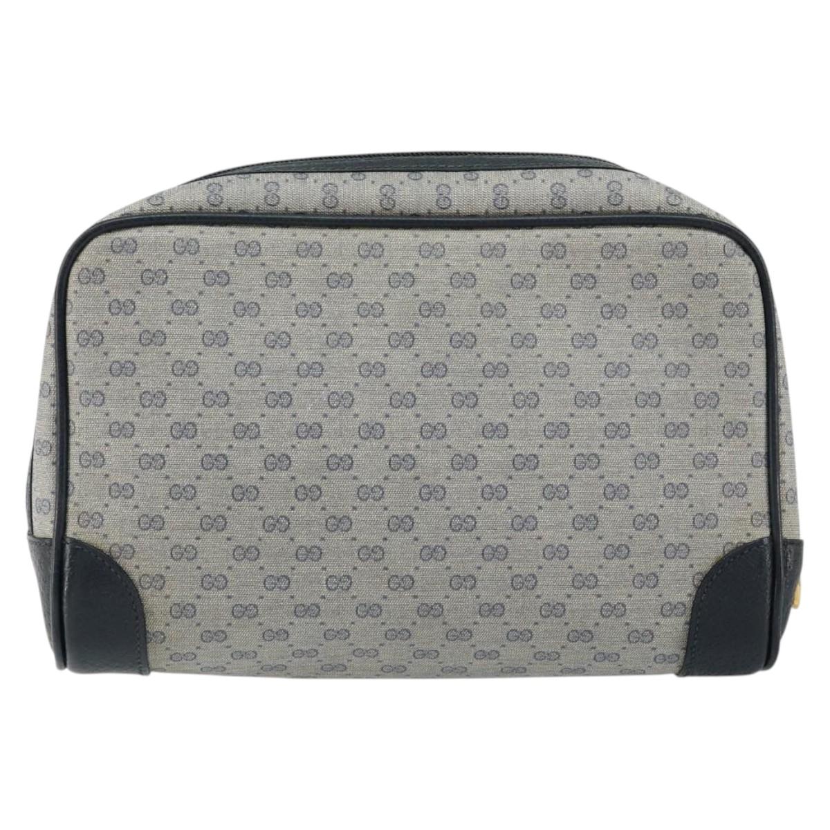 GUCCI Micro GG Canvas Clutch Bag PVC Leather Navy Gold 014 89 0094 Auth BA7239