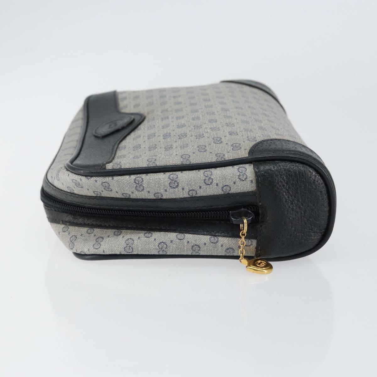 GUCCI Micro GG Canvas Clutch Bag PVC Leather Navy Gold 014 89 0094 Auth BA7239