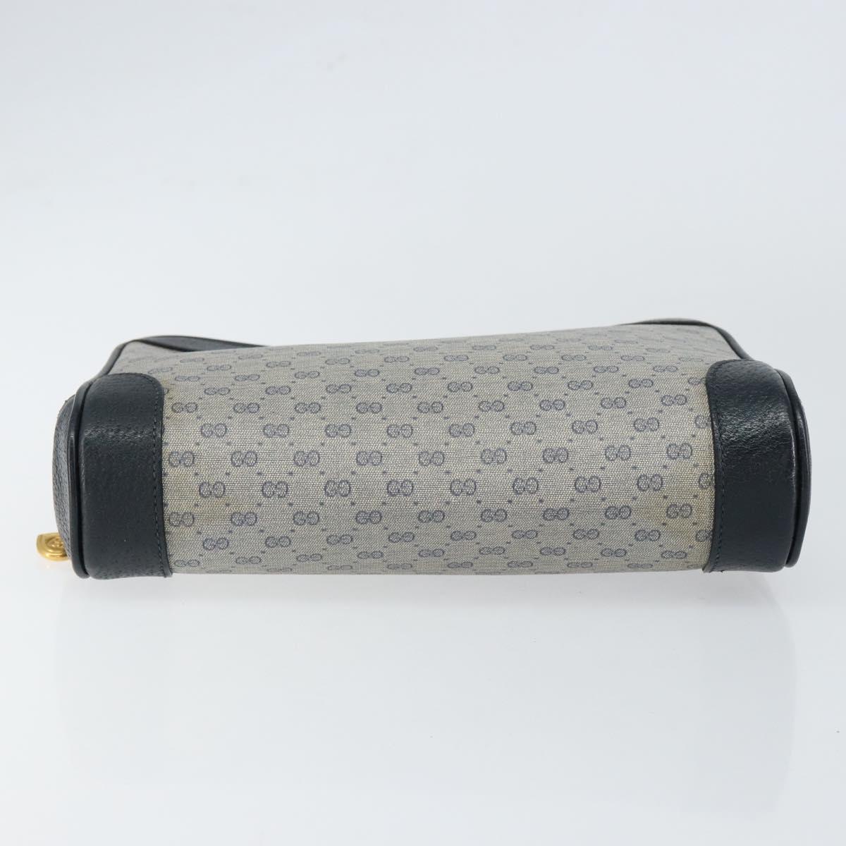 GUCCI Micro GG Canvas Clutch Bag PVC Leather Navy Gold 014 89 0094 Auth BA7239