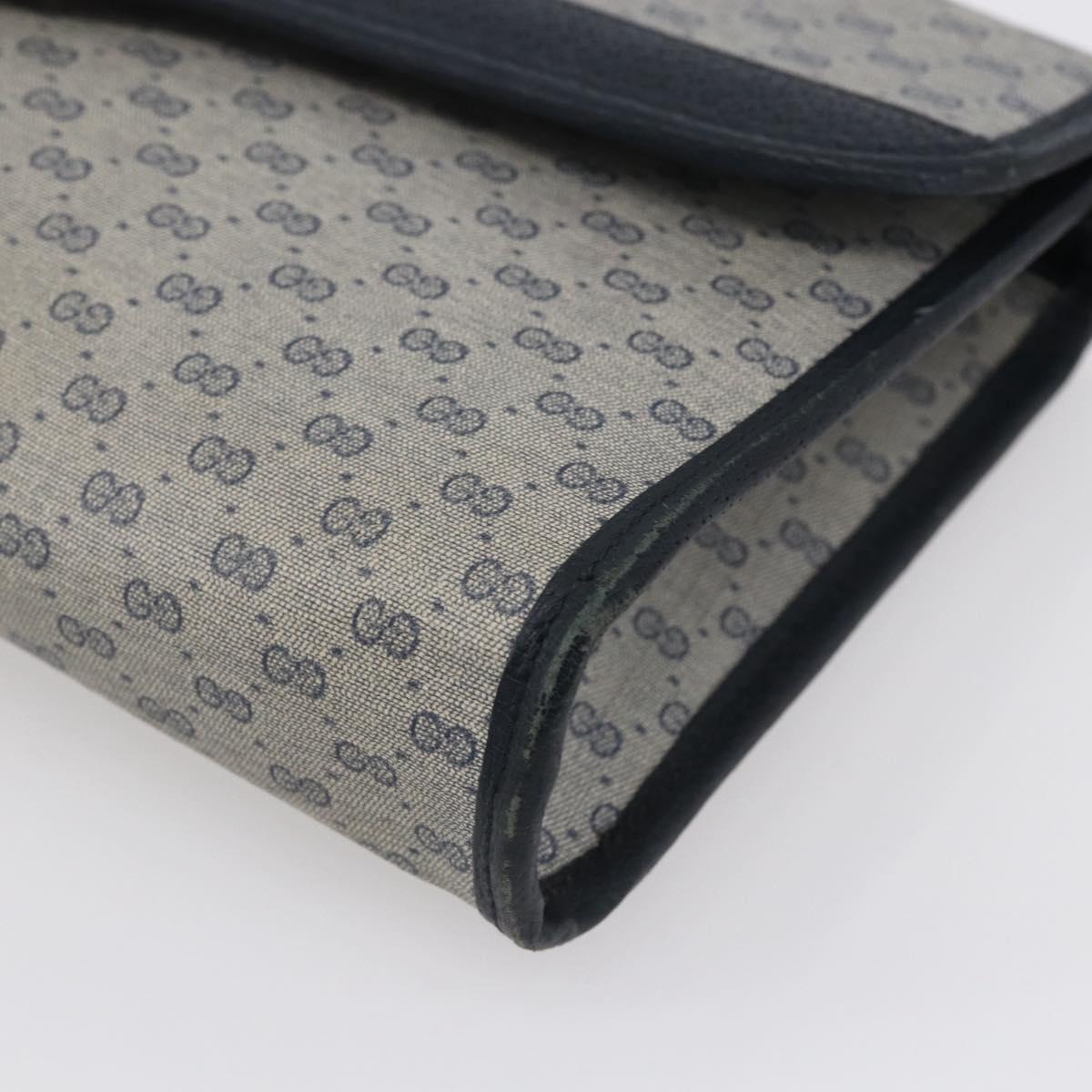 GUCCI Micro GG Canvas Bag PVC Leather Navy Gold 004 161 0670 Auth BA7240